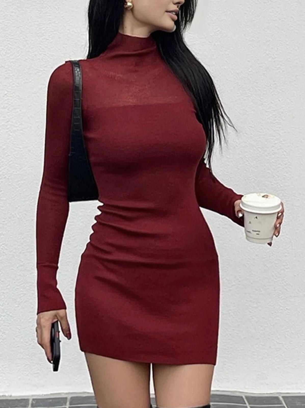 Other NWT COMMENSE Knit Mock Neck Dress in Red (SMALL) Size S / US 4 / IT 40 - 2 Thumbnail
