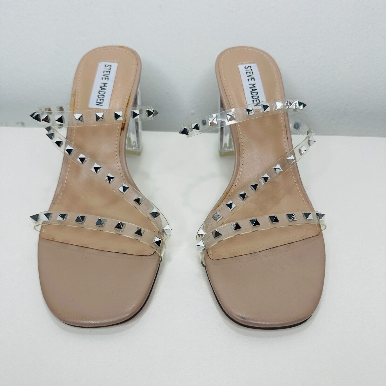 Steve Madden Steve Madden Lucite Cone Heel Clear Silver Stud Sandal 9 Size US 9 / IT 39 - 3 Thumbnail