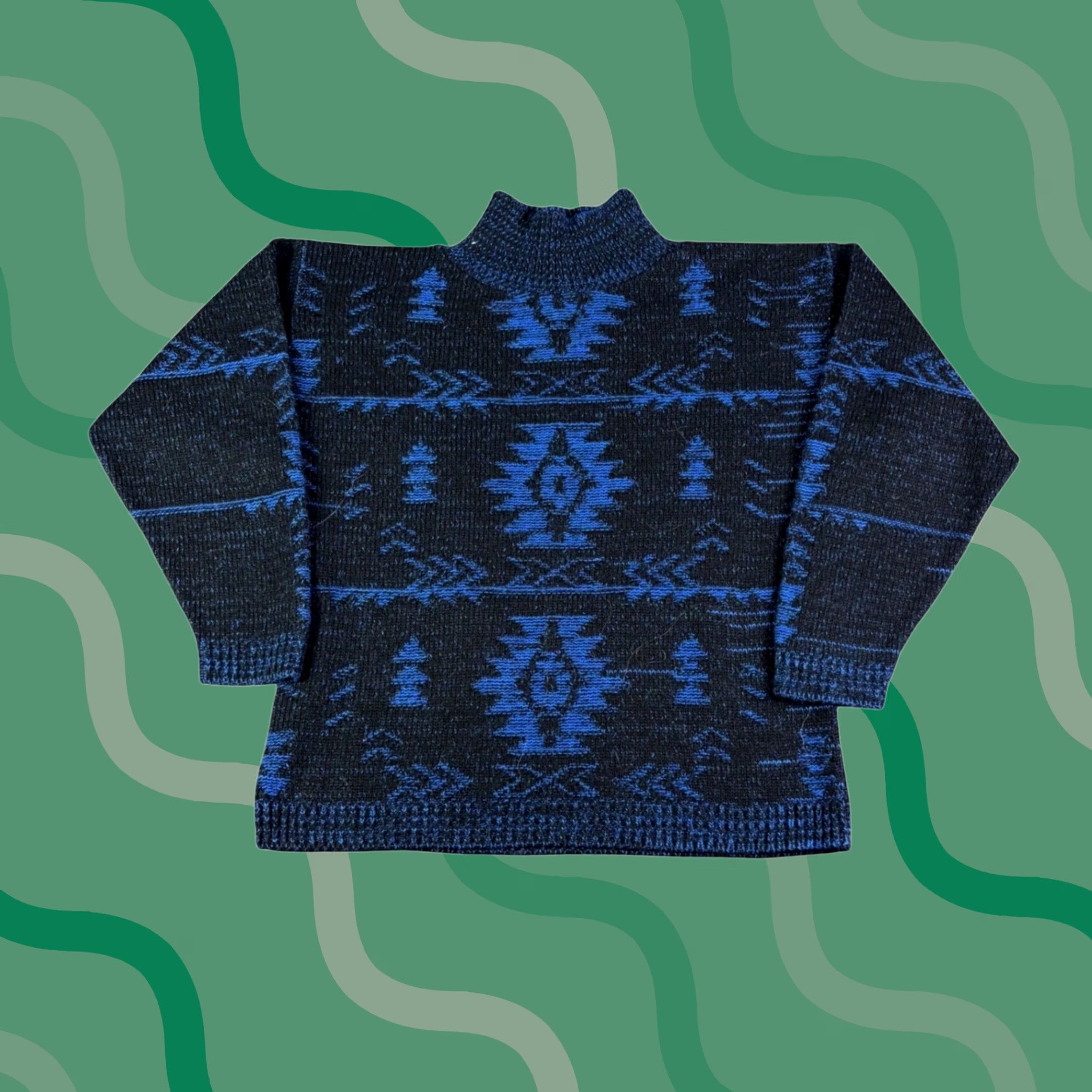 Vintage VINTAGE Unbranded Black Geometric Print Mock Neck Sweater Knit Wool 90s UCS Mens S Mug? Size US S / EU 44-46 / 1 - 1 Thumbnail