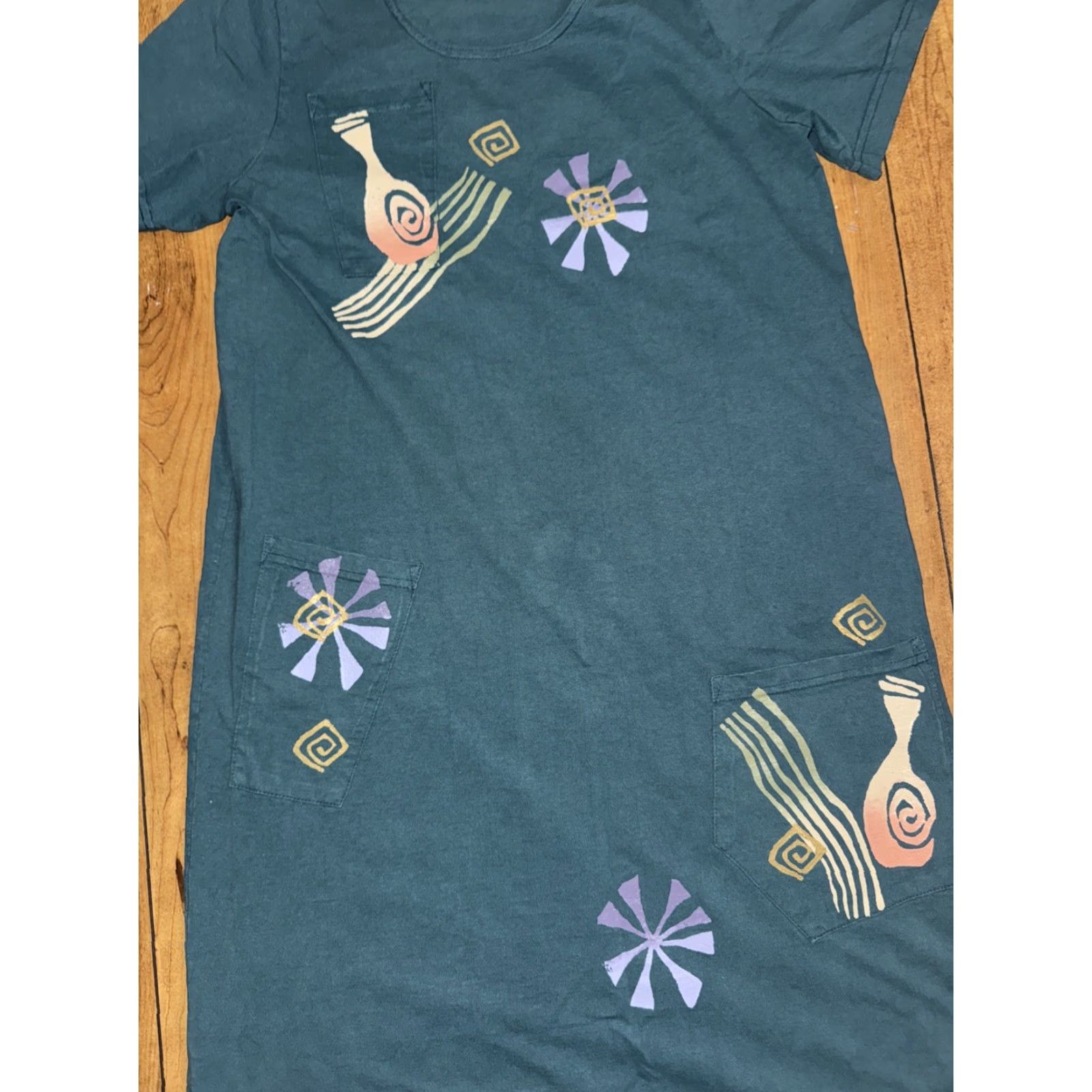 Vintage VINTAGE Viva City Maxi Dress Turquoise Floral Embroidered Garden Casual Women M Size M / US 6-8 / IT 42-44 - 2 Thumbnail