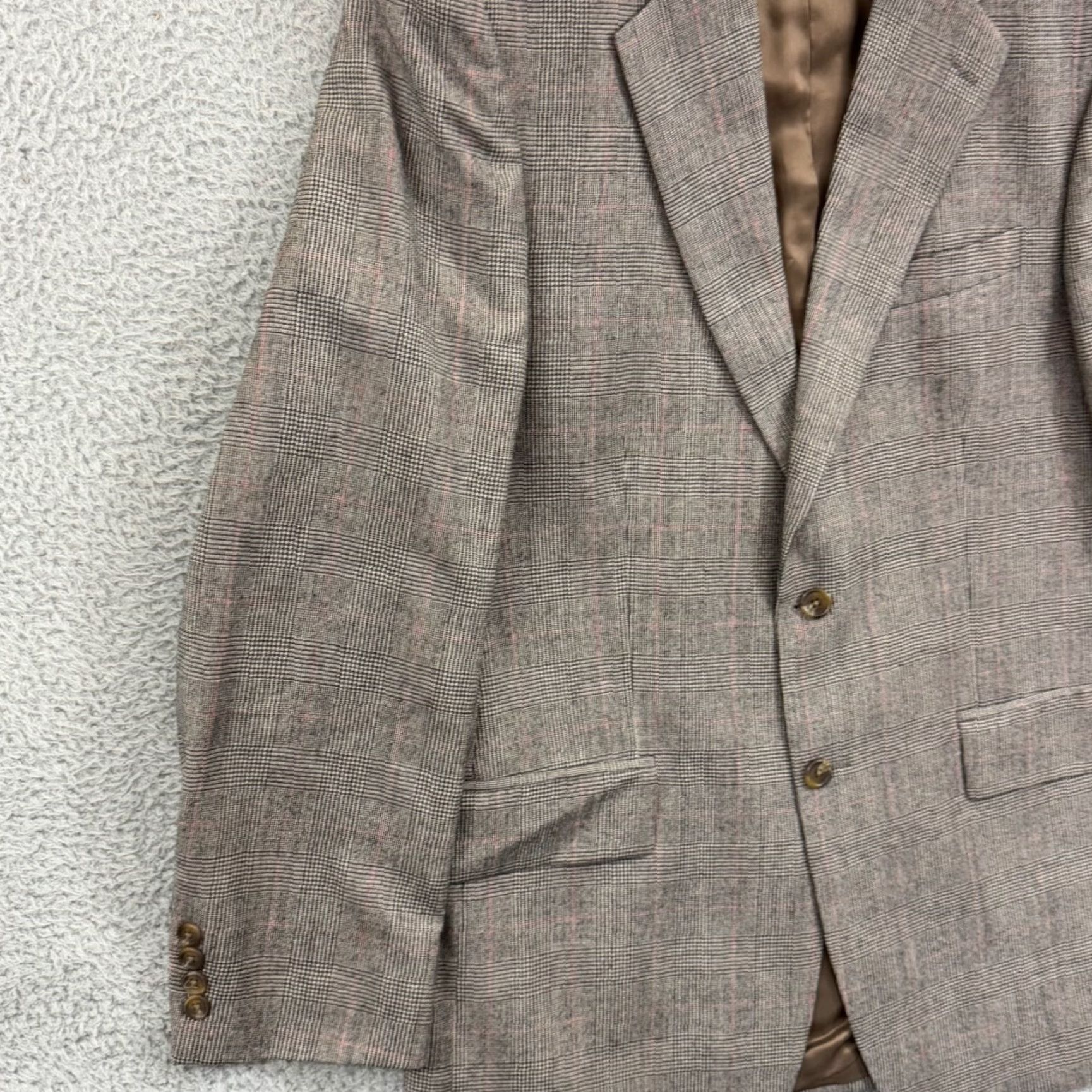 Ralph Lauren VINTAGE Ralph Lauren Chaps Blazer Mens 42T Gray Houndstooth Wool Career Size 42R - 5 Thumbnail