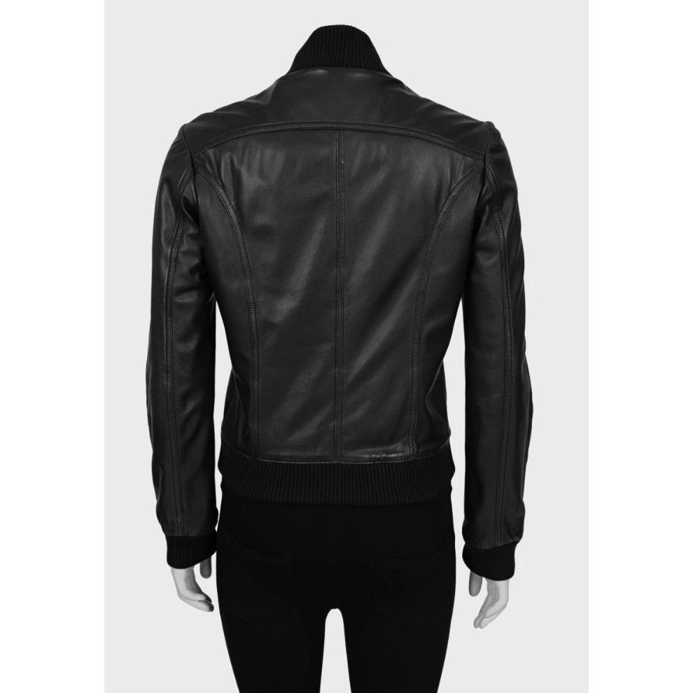 Dolce & Gabbana Dolce & Gabbana Black Leather Bomber Jacket - IT38/XS Size XS / US 0-2 / IT 36-38 - 3 Thumbnail