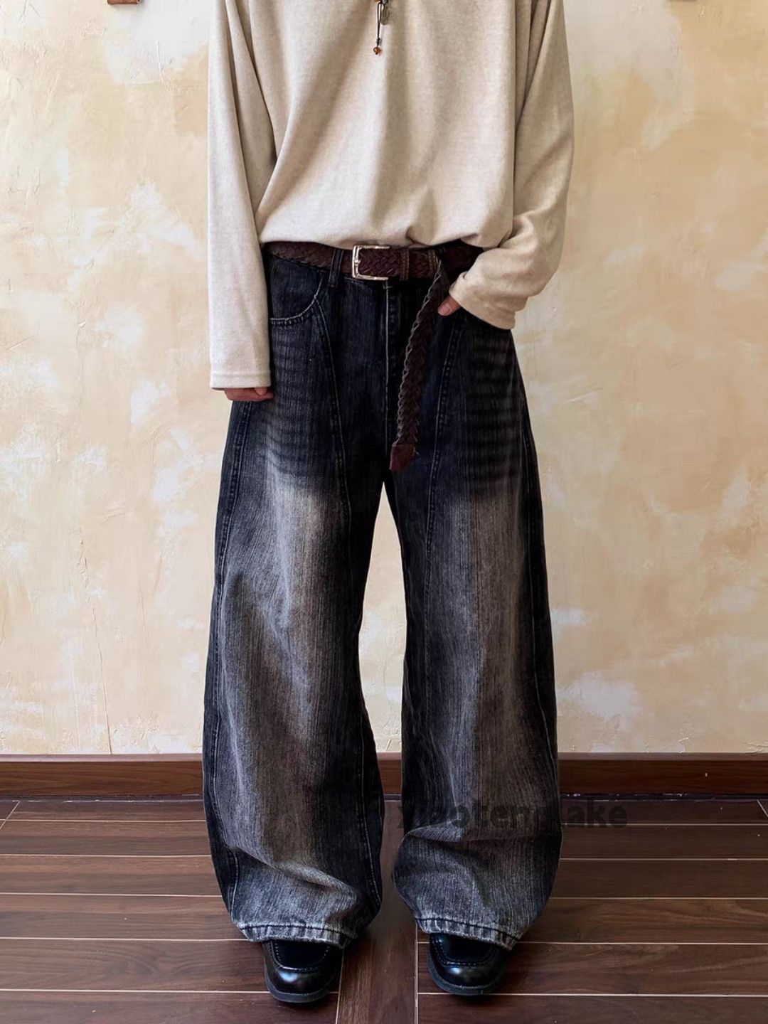 Jean Custom washed faded flared hiphop yuppie baggy jeans Size US 32 / EU 48 - 5 Thumbnail