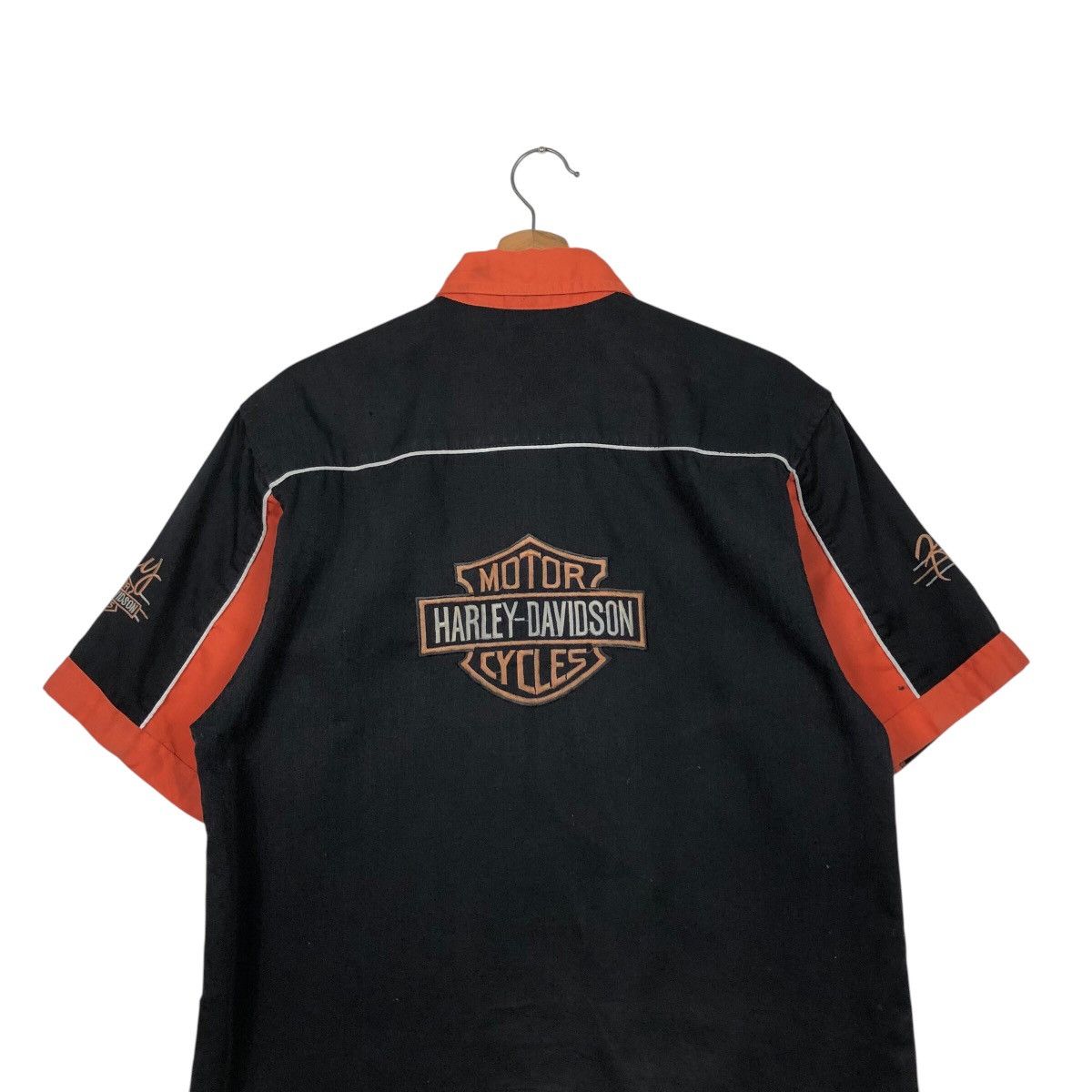Harley Davidson 📌Vintage Work Shirt Bowling Racing Harley Davidson Big Logo Size US L / EU 52-54 / 3 - 12 Thumbnail