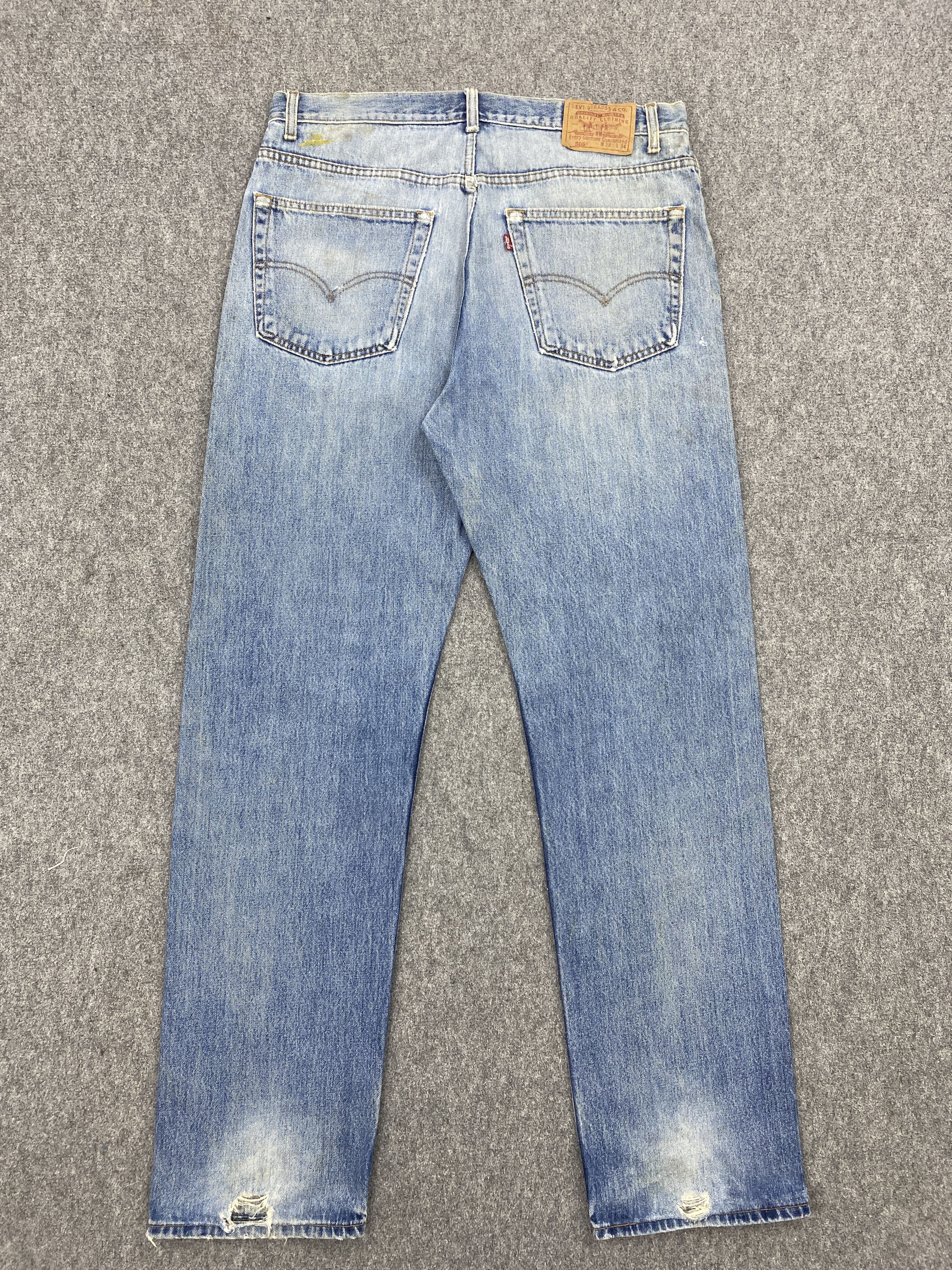 Levi's × Vintage Distressed Vintage 90s Levis 505 Faded Blue Jeans DP2618 Size US 34 / EU 50 - 3 Thumbnail