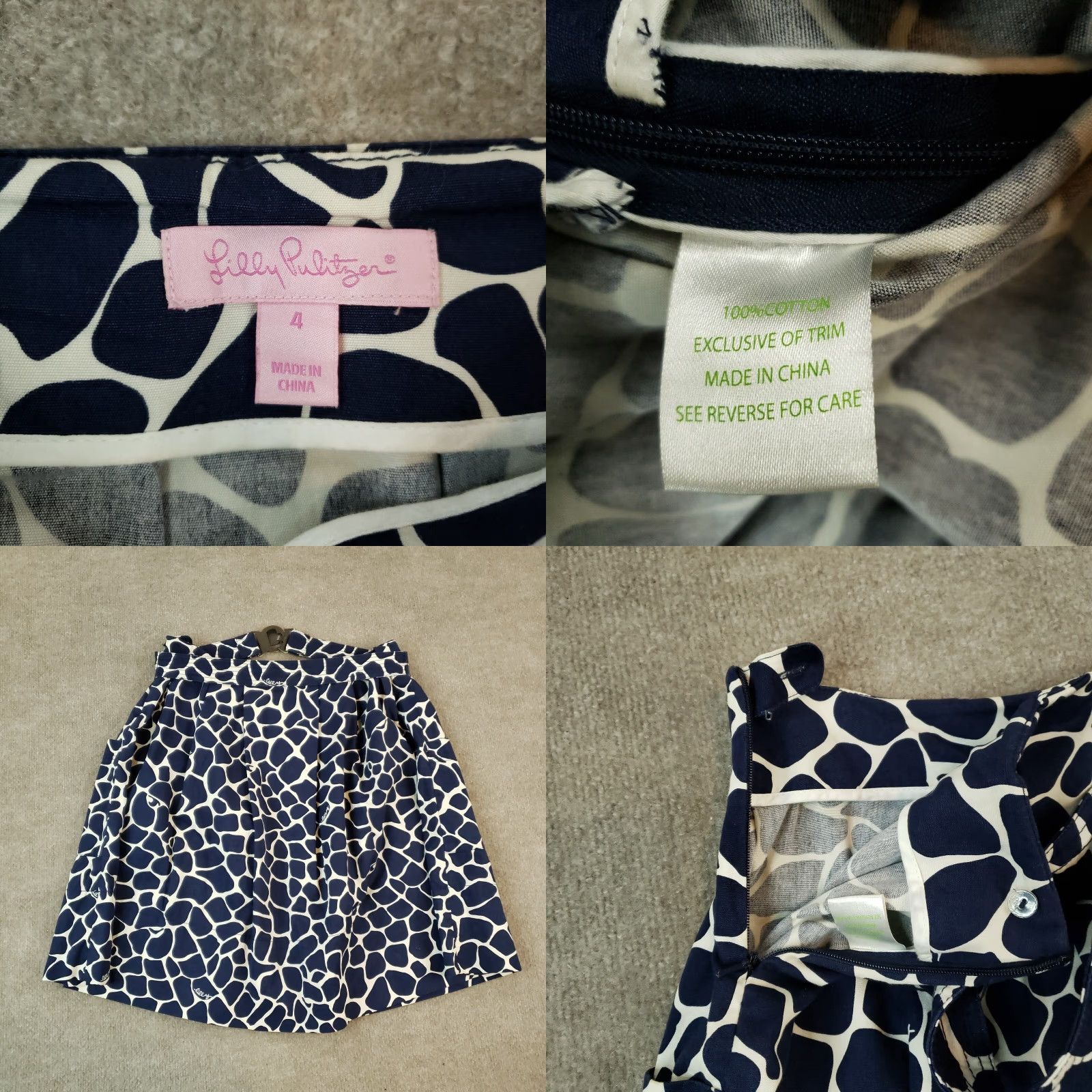 Lilly Pulitzer Lilly Pulitzer Blue Midi A-Line Skirt Women's Size 4 White Zipper Accent Cotton Size 27" / US 4 / IT 40 - 8 Thumbnail
