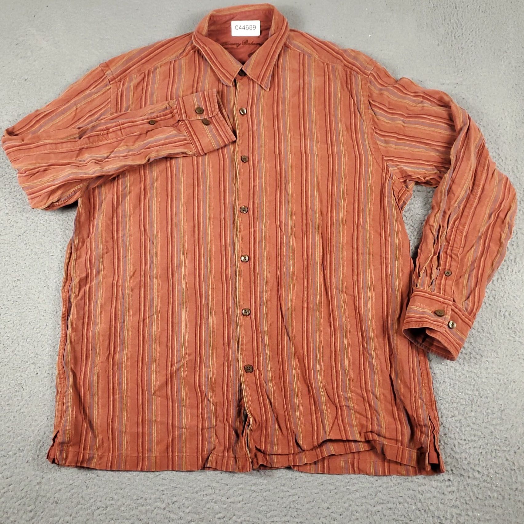 Tommy Bahama Tommy Bahama Shirt Mens Large Orange Striped Button-Up Long Sleeve Casual Shirt - Cotton, Woven, Regular Fit, Beach Modern style Mens Size US L / EU 52-54 / 3 - 2 Thumbnail