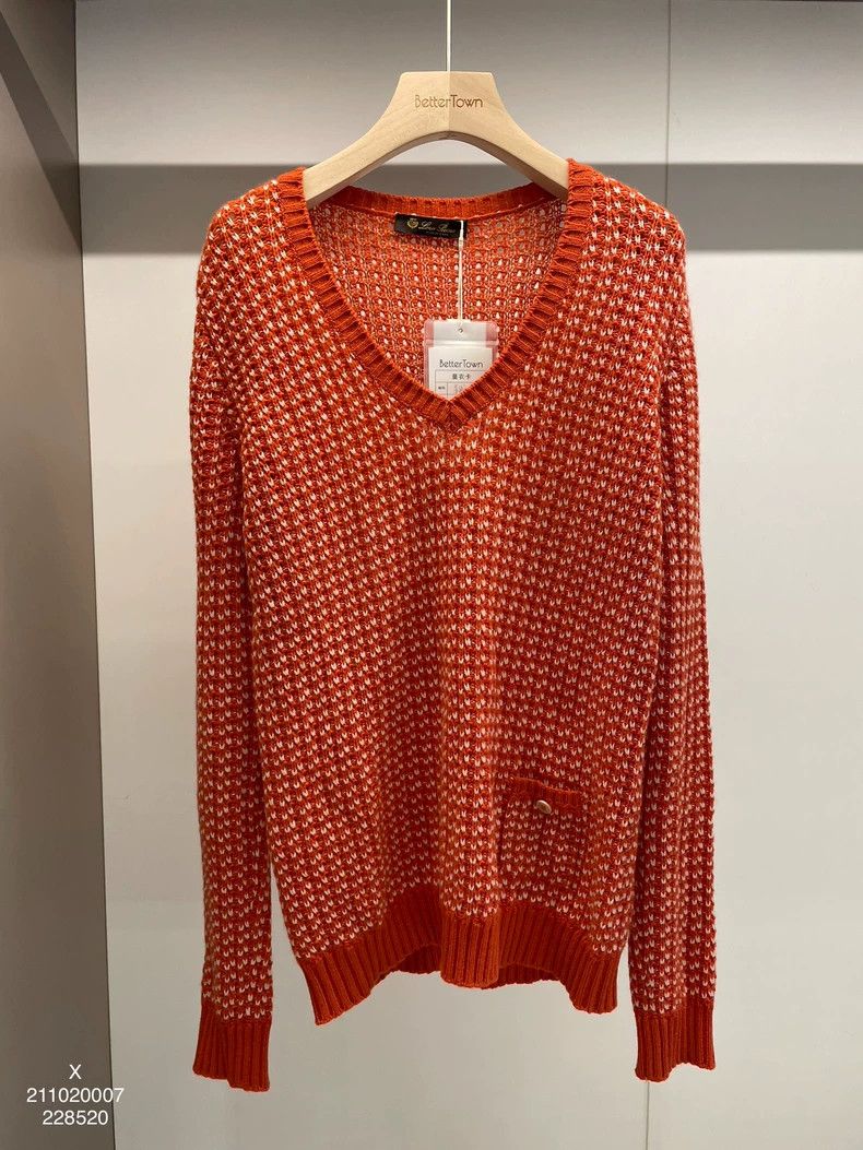 Loro Piana LORO PIANA Orange and red pink V-neck cashmere long sleeve Size M / US 6-8 / IT 42-44 - 1 Thumbnail