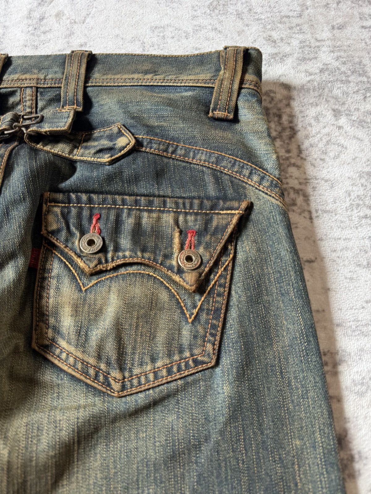 2000s Edwin V-Cut Mudwashed Flare Denim Archive