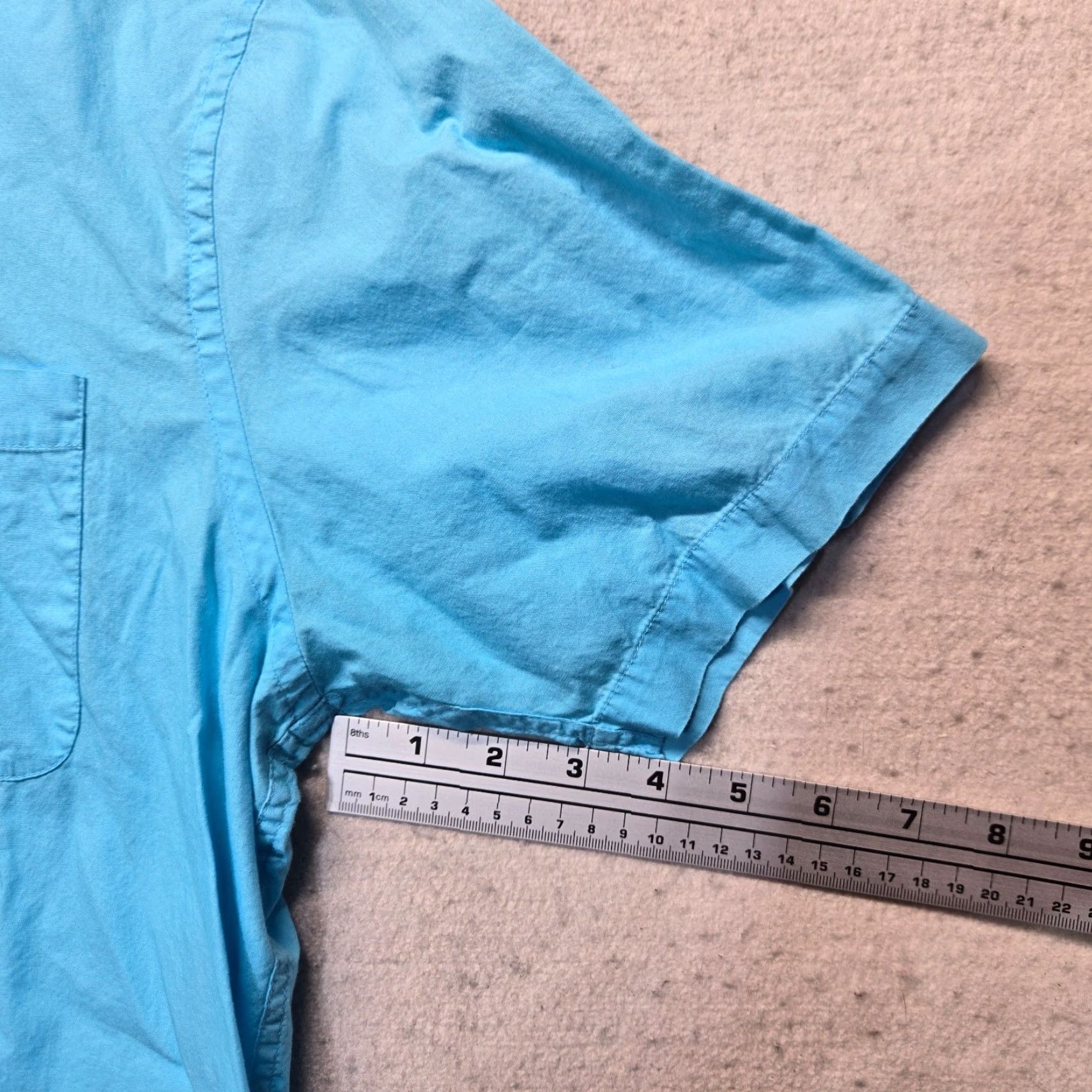 Vintage Saddlebred Shirt Button-Up Solid Blue 100% Cotton Adult Men’s Size M Medium Short Sleeve Collared Button Front Easy Care Size US M / EU 48-50 / 2 - 5 Thumbnail
