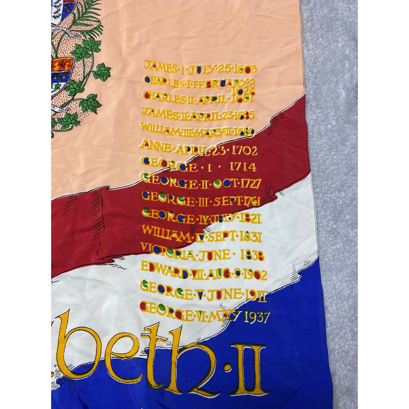 Unknown London 1953 Vintage Queen Elizabeth ll Coronation Large Scarf Size ONE SIZE - 2 Thumbnail