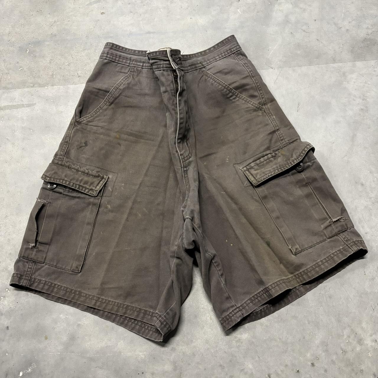 Japanese Brand × Vintage Crazy Vintage Y2K/2000s Baggy Brown Skater Streetwear Cargo Shorts! Size US 36 / EU 52 - 1 Thumbnail