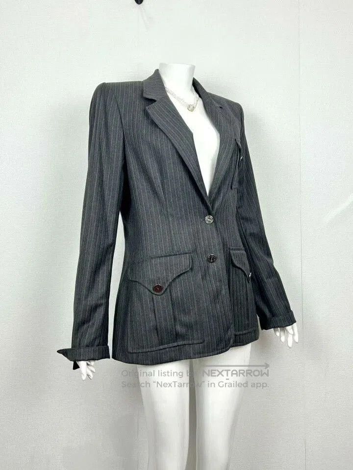 Saint Laurent Paris YSL Gray Pinstripe Wool Blazer. Size S / US 4 / IT 40 - 4 Thumbnail