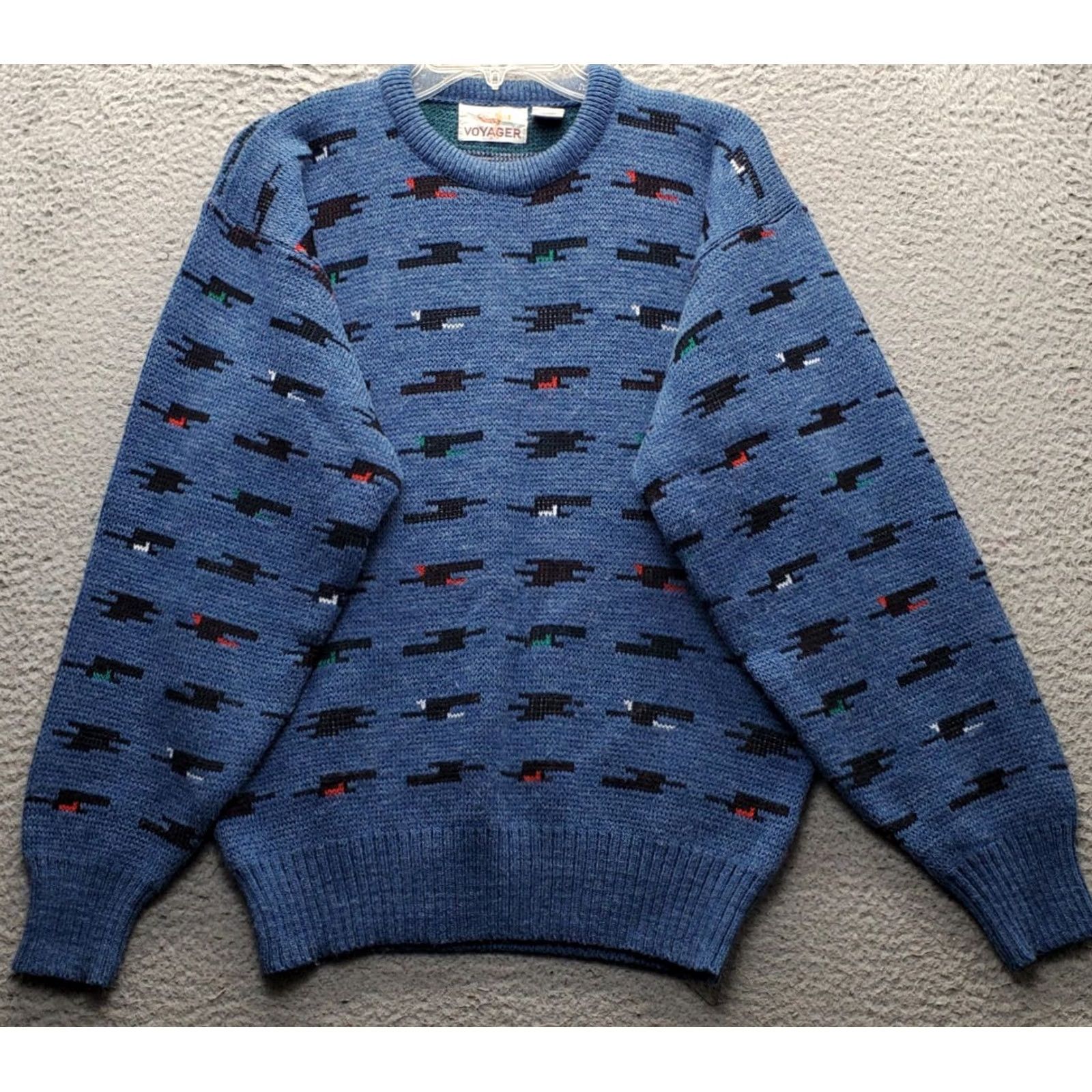 Vintage VINTAGE Voyager Sweater Mens M Multi Geometric 3D Knit Wool Blend Crewneck Size M Mens Size US M / EU 48-50 / 2 - 2 Thumbnail