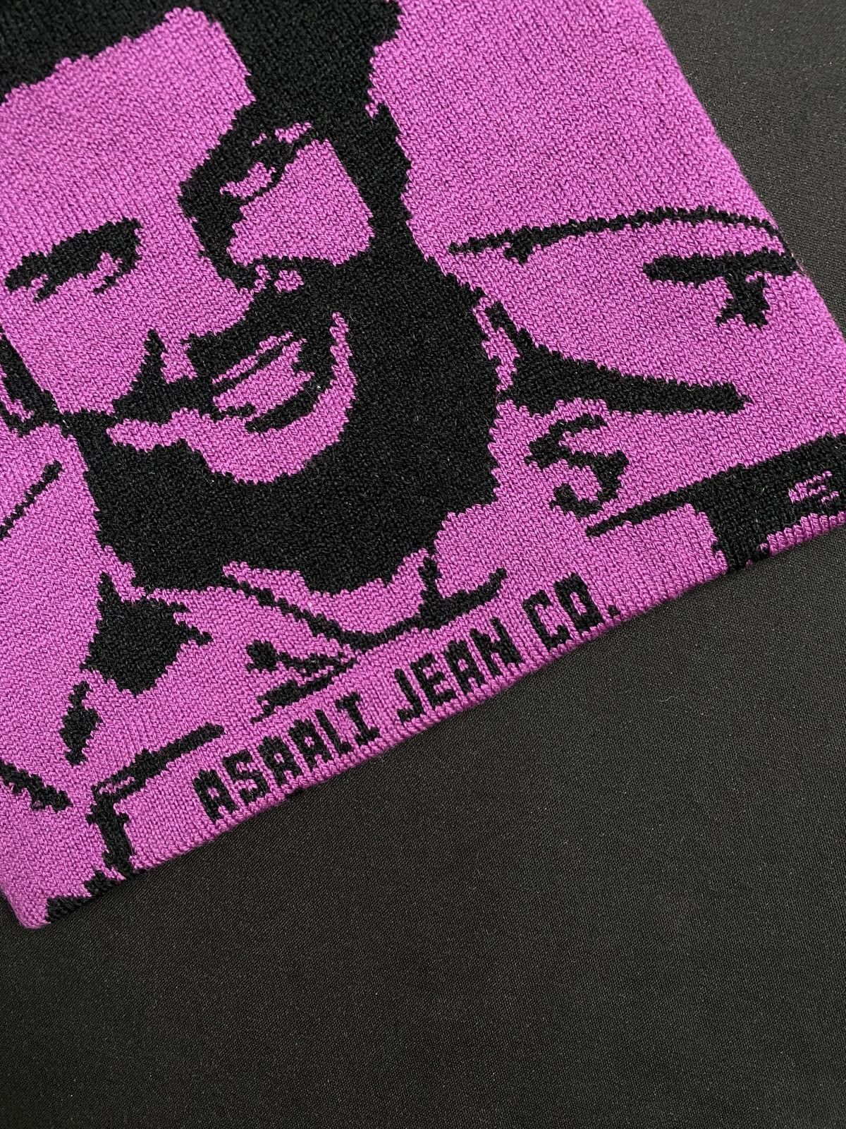 Asaali Rare Asaali Cartel Skully No Cuff Knit Purple Beanie Hats OS Size ONE SIZE - 2 Thumbnail