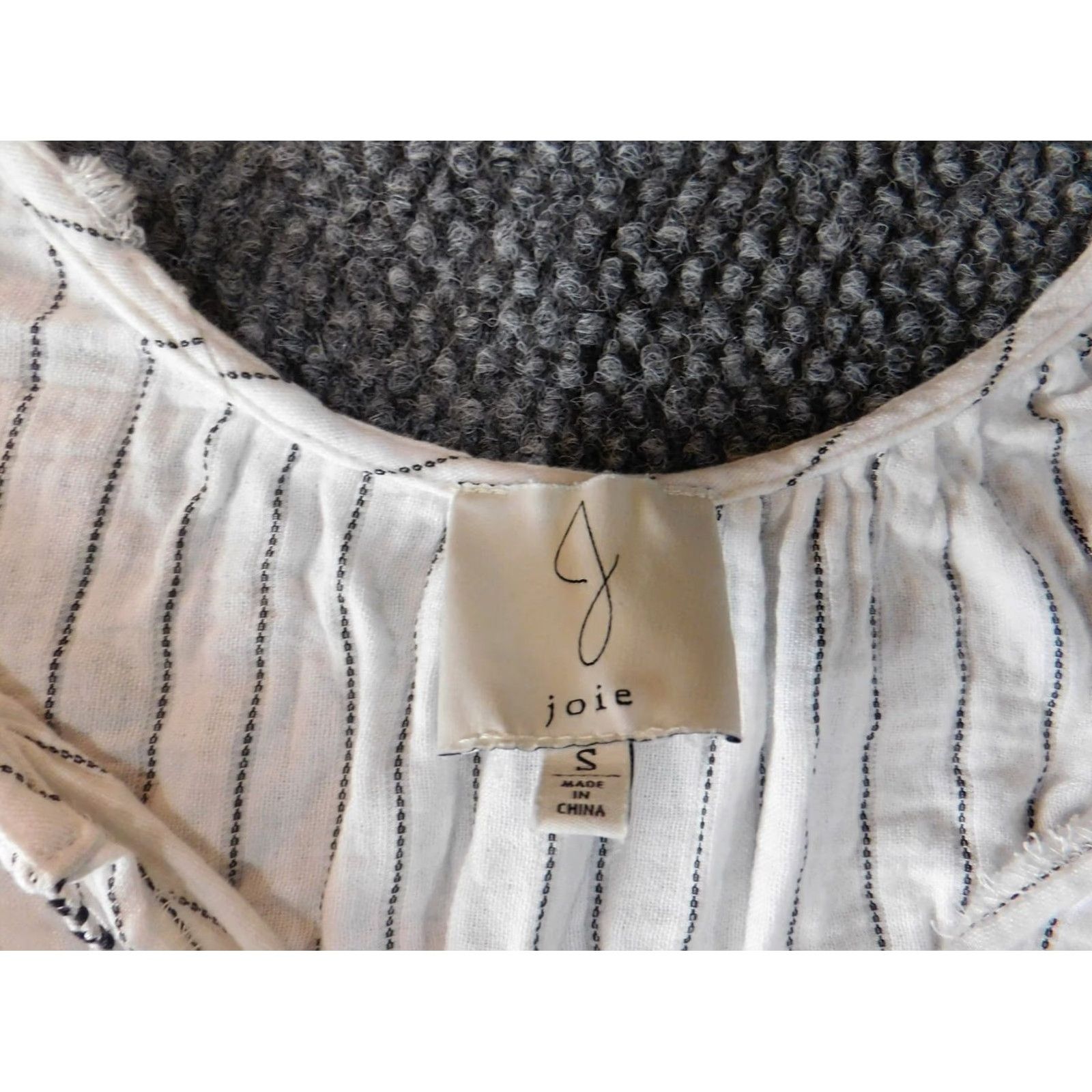 Joie JOIE Blouse Women Shirt S White Striped Round Neck Pullover Casual Stretch Size S / US 4 / IT 40 - 4 Thumbnail
