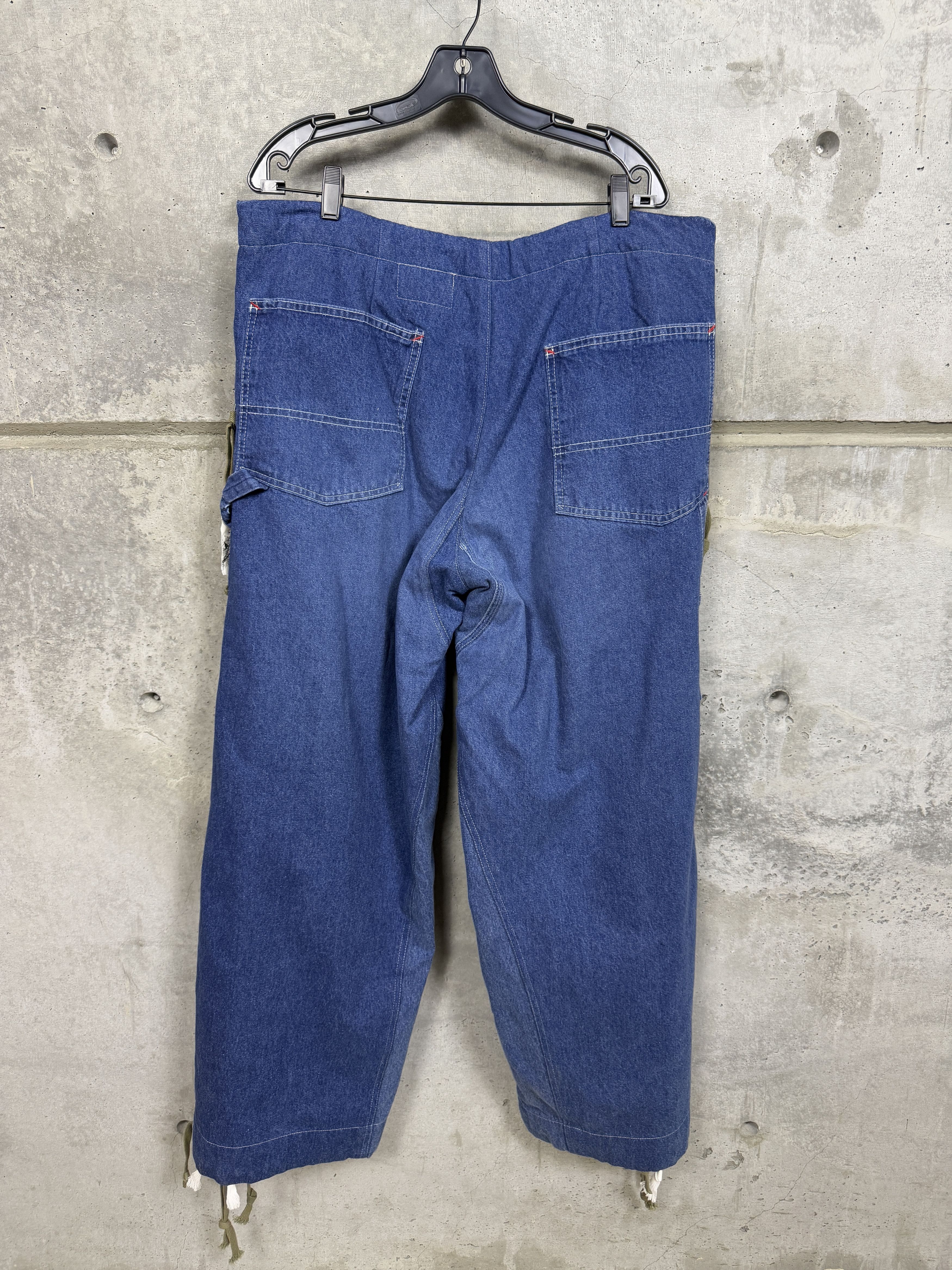 Greg Lauren $1700 Greg Lauren Denim Wide Leg Jeans with Sweats Size US 38 / EU 54 - 3 Thumbnail
