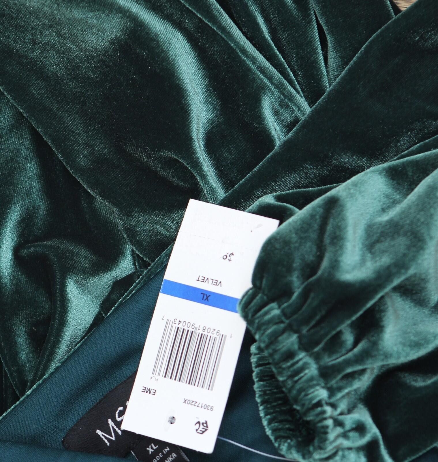 Other Nwt Msk Stretch Velvet Dress 93017220x Emerald Green Xl Size XL / US 12-14 / IT 48-50 - 4 Thumbnail