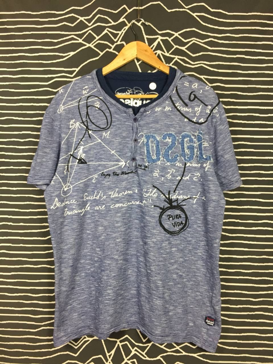Designer × Desigual Desigual The Life Is Brue Henley Neck Tee Size US XL / EU 56 / 4 - 2 Thumbnail