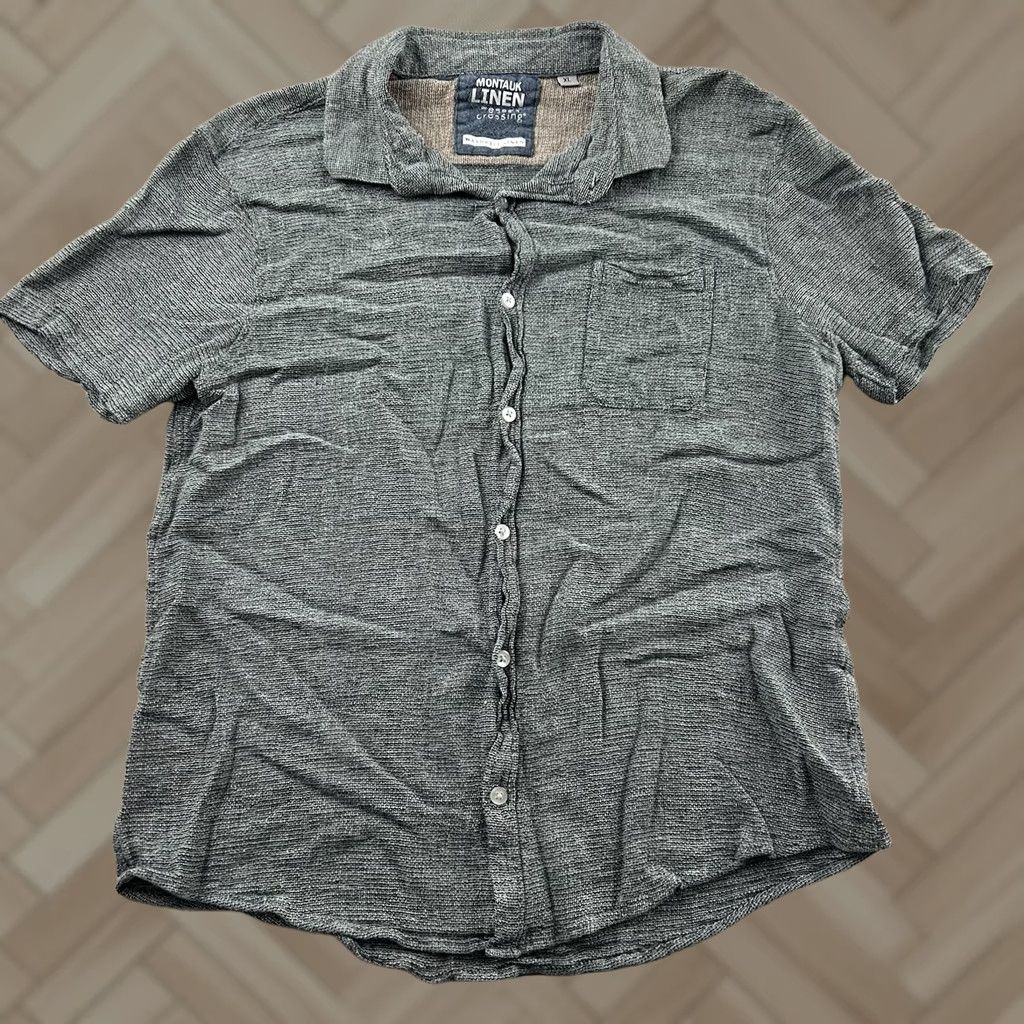 Vintage Montauk Shirt XL Blue Linen Short Sleeve Button-Up Men’s Size US XL / EU 56 / 4 - 1 Thumbnail