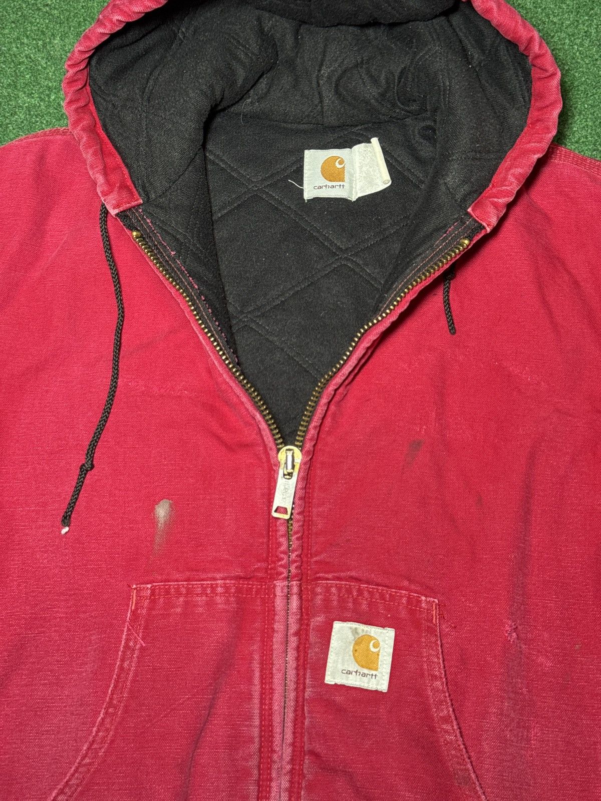 Carhartt Vintage 90s J130 Dark Red Crimson Large Zip Duck Jacket Size US L / EU 52-54 / 3 - 2 Thumbnail