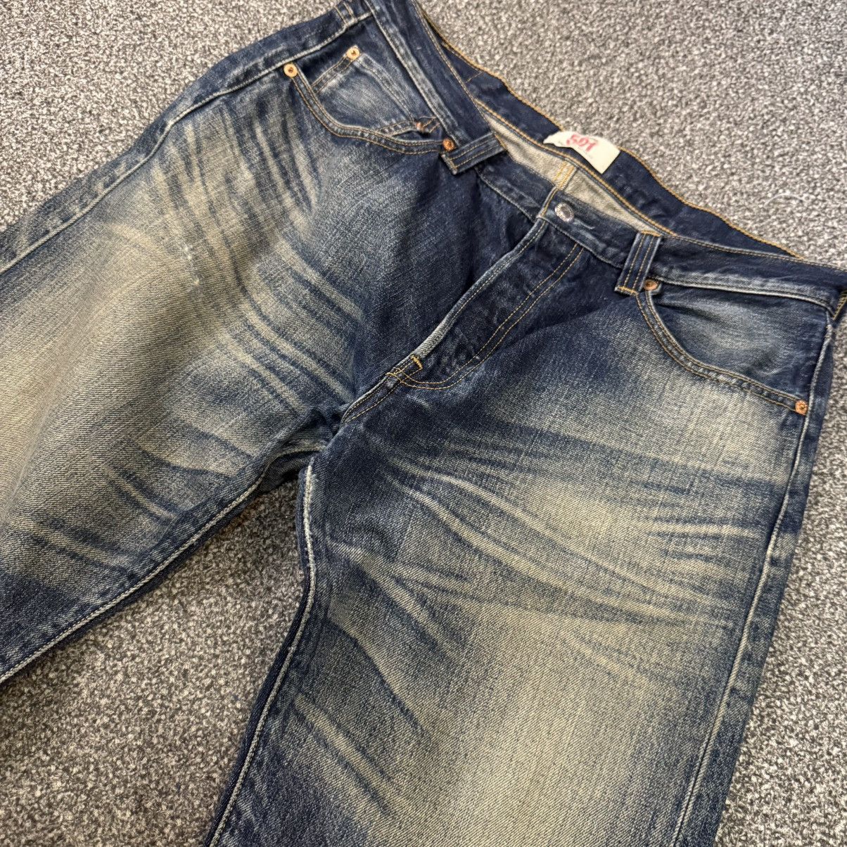 Levi's Made & Crafted 🔥🔥 Vintage Y2K Levis 501 Mud Distressed Rusty Denim Size US 34 / EU 50 - 3 Thumbnail