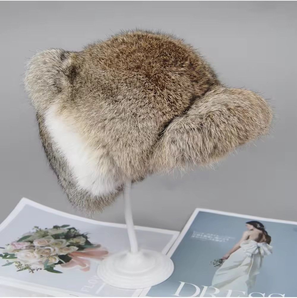Japanese Brand Aesthetic Rabbit Fur Hat Unisex Size ONE SIZE - 1 Thumbnail