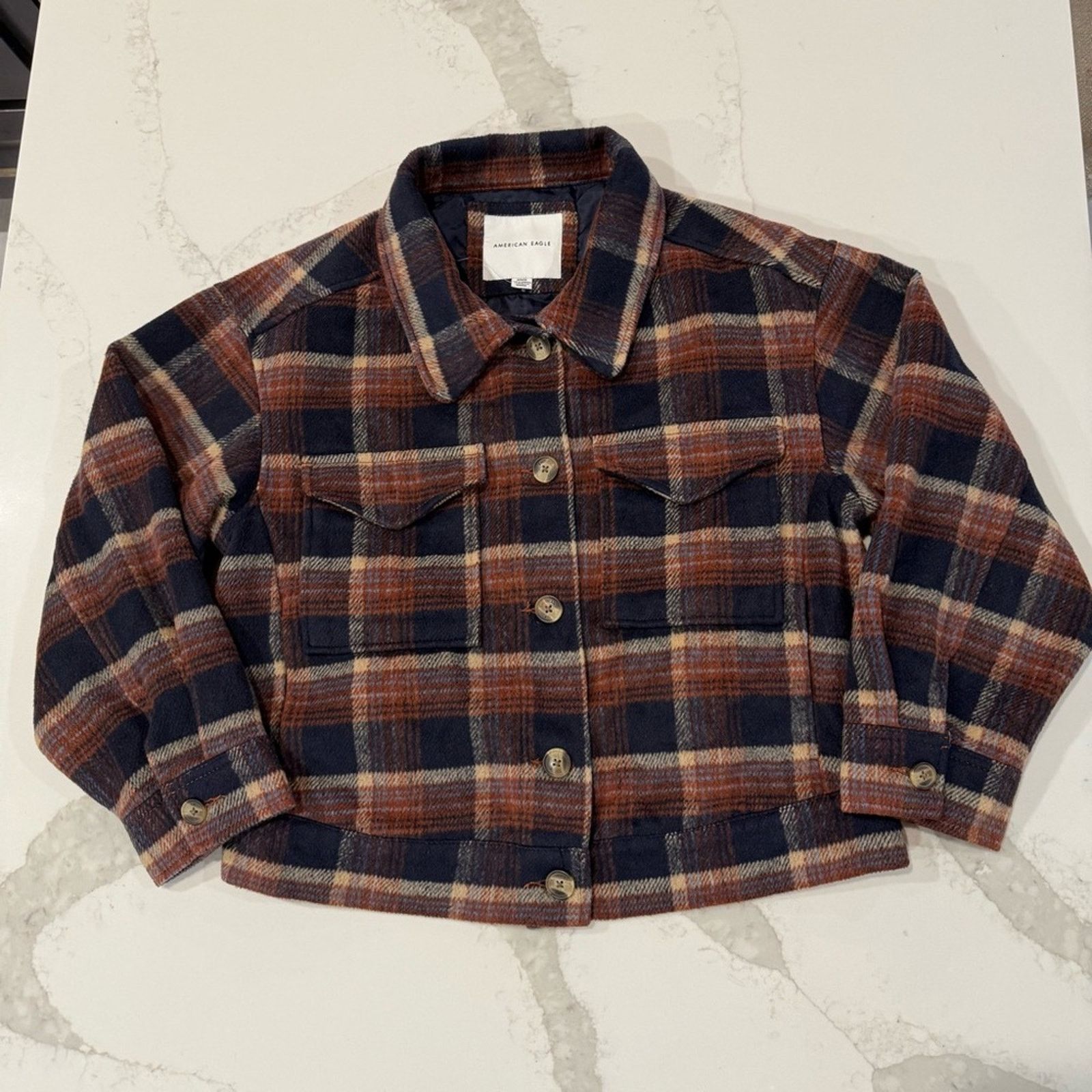 American Eagle Outfitters American Eagle Plaid Oversized Shacket Women’s Medium Brown Size M / US 6-8 / IT 42-44 - 1 Thumbnail