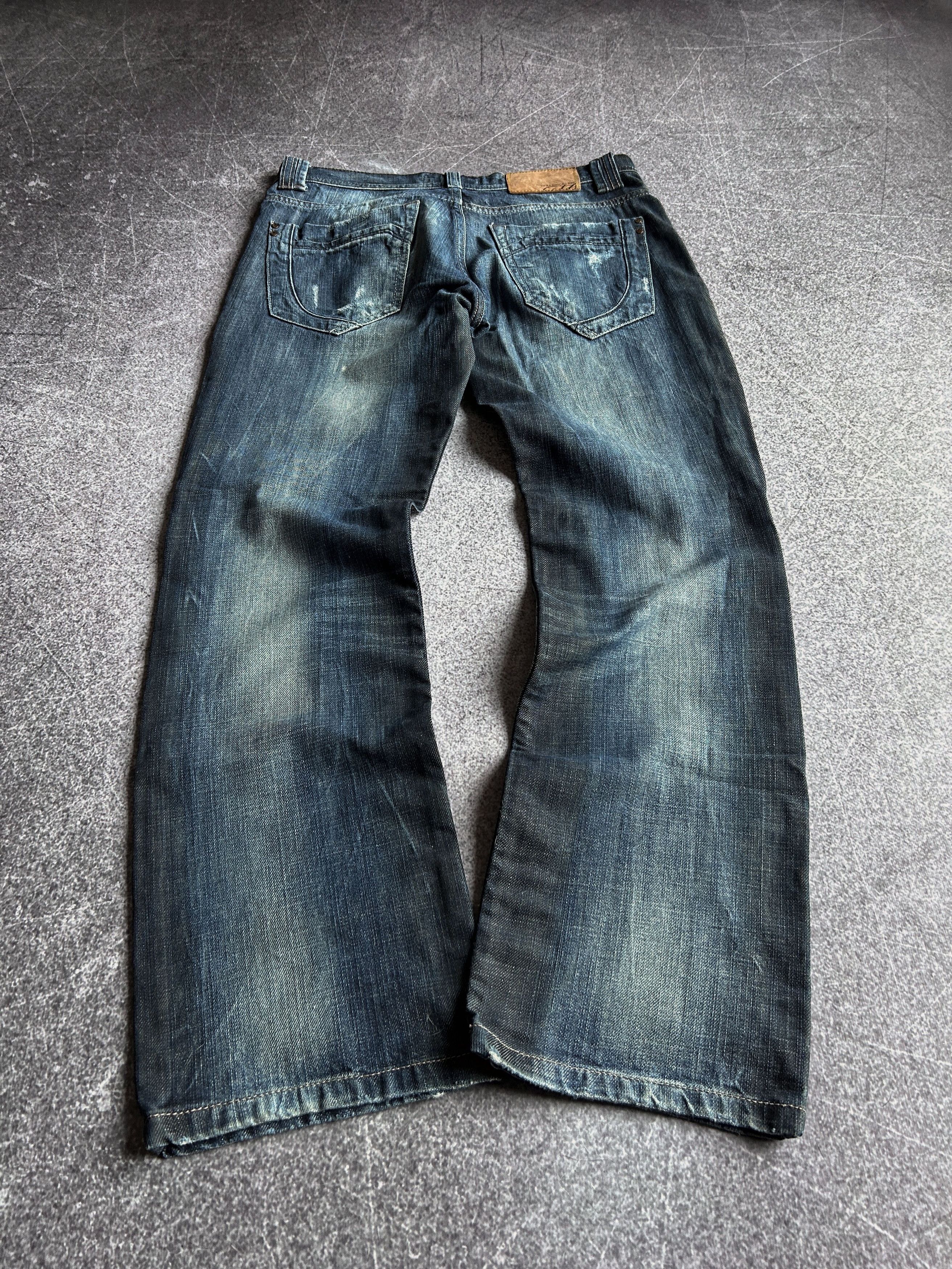 Designer VTG JAPANESE EVISU STYLE DISTRESSED WASHED JEANS 90s Size US 32 / EU 48 - 2 Thumbnail