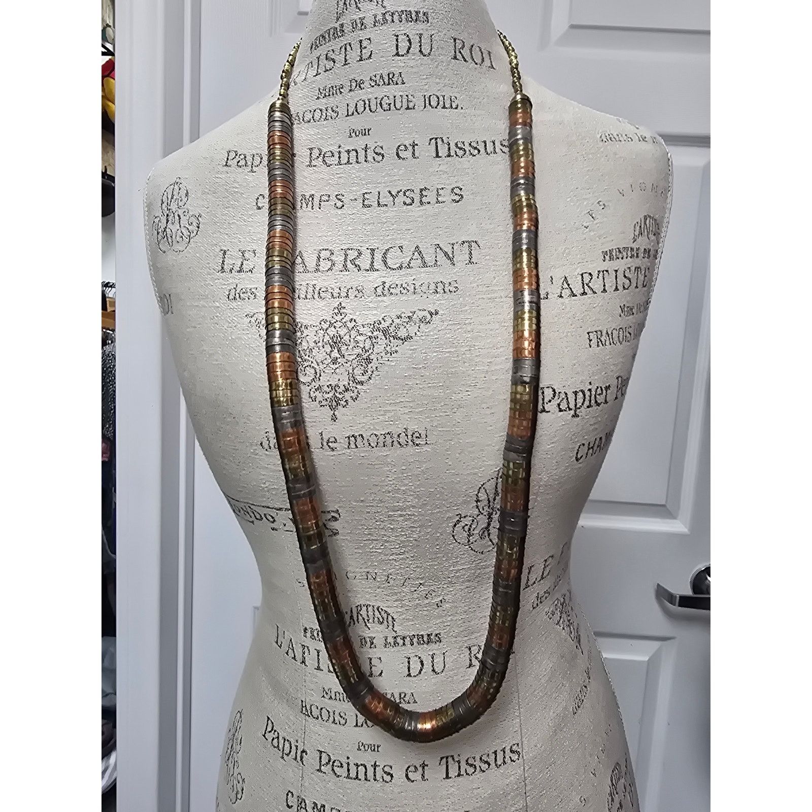 Other Vintage tri-toned bead cap snake link necklace & earring set Size ONE SIZE - 1 Thumbnail