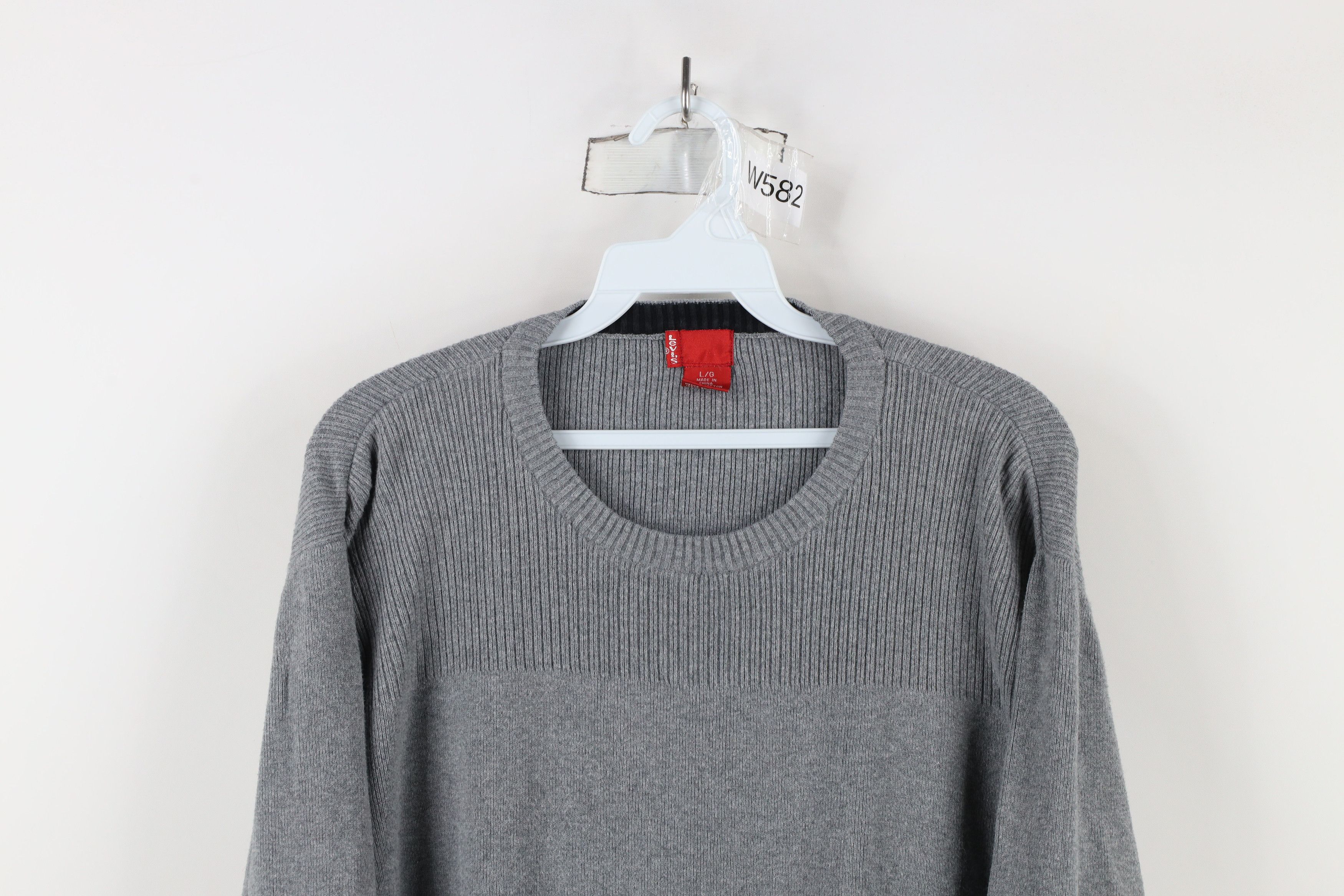 Levi's × Vintage Vintage Y2K Levis Cotton Ribbed Knit Crewneck Sweater Gray Size US L / EU 52-54 / 3 - 2 Thumbnail