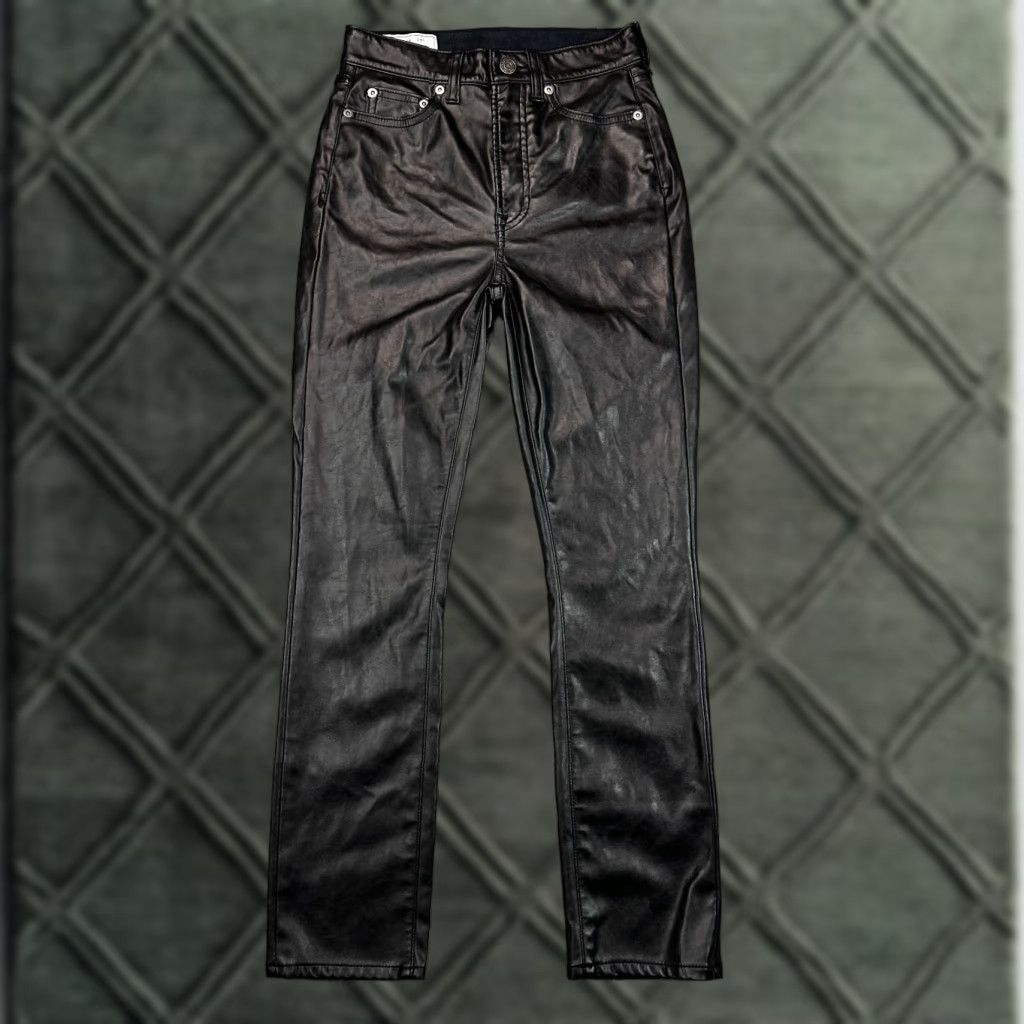 Gap GAP Jeans Womens 24 Black Vegan Leather High Rise Vintage Slim Jeans Size 42" / US 20 - 1 Thumbnail