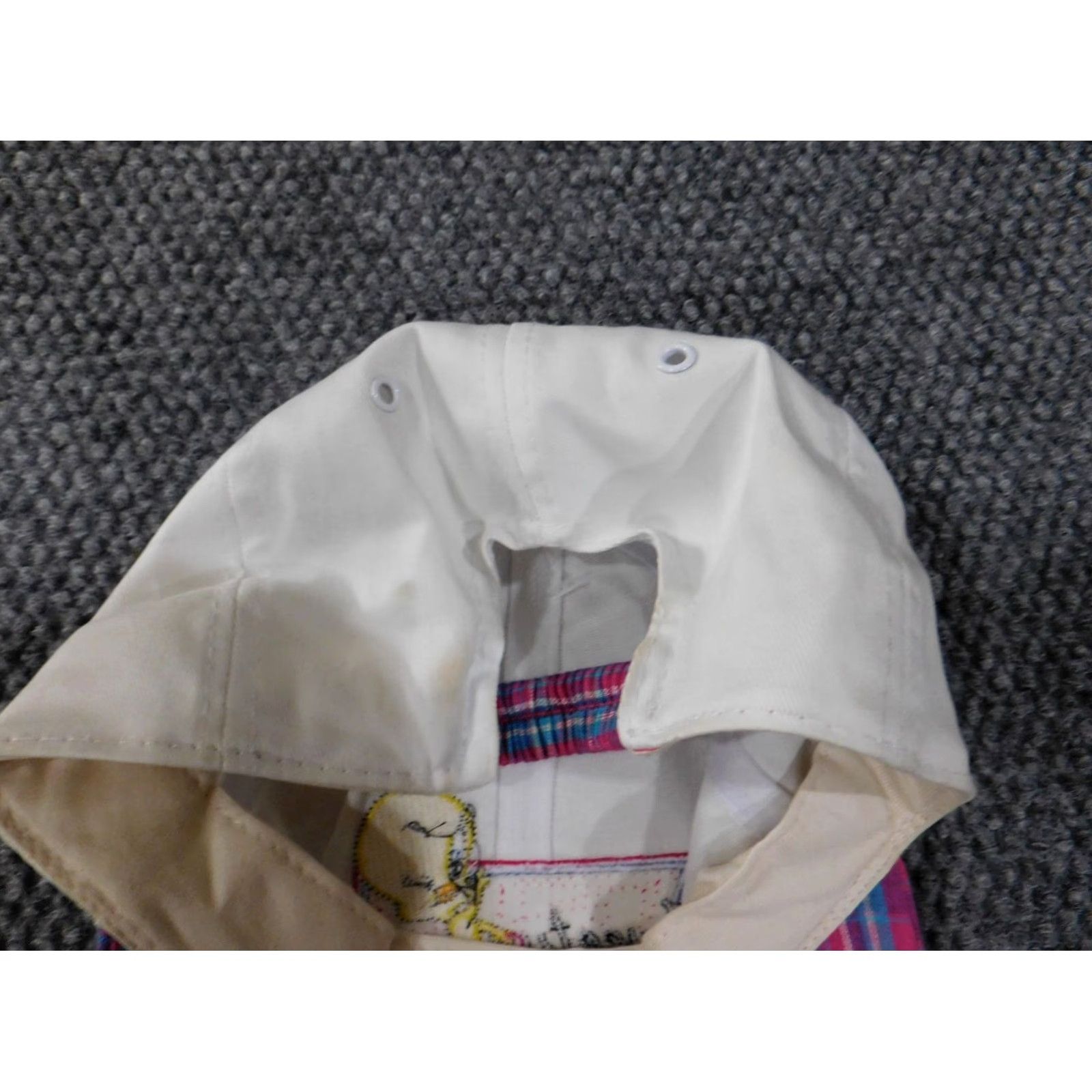 Vintage Looney Tunes Hat One Size White Vintage Plaid Cotton Polyester Adjustable Baseball Cap Women Size ONE SIZE - 7 Thumbnail
