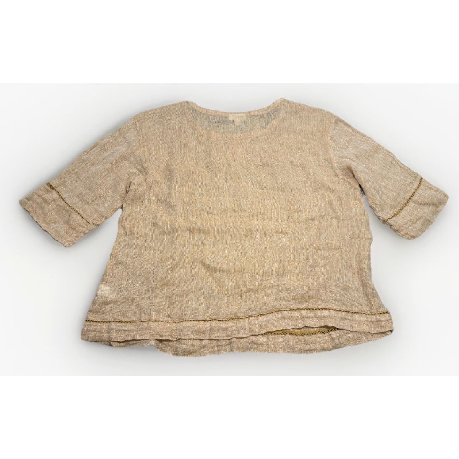 J. Jill VINTAGE NWT J. Jill Love Linen Womens Blouse Beige White 3/4 Sleeve Scoop Neck Petites L (Note: If item is not vintage, omit "VINTAGE") Size L / US 10 / IT 46 - 7 Thumbnail