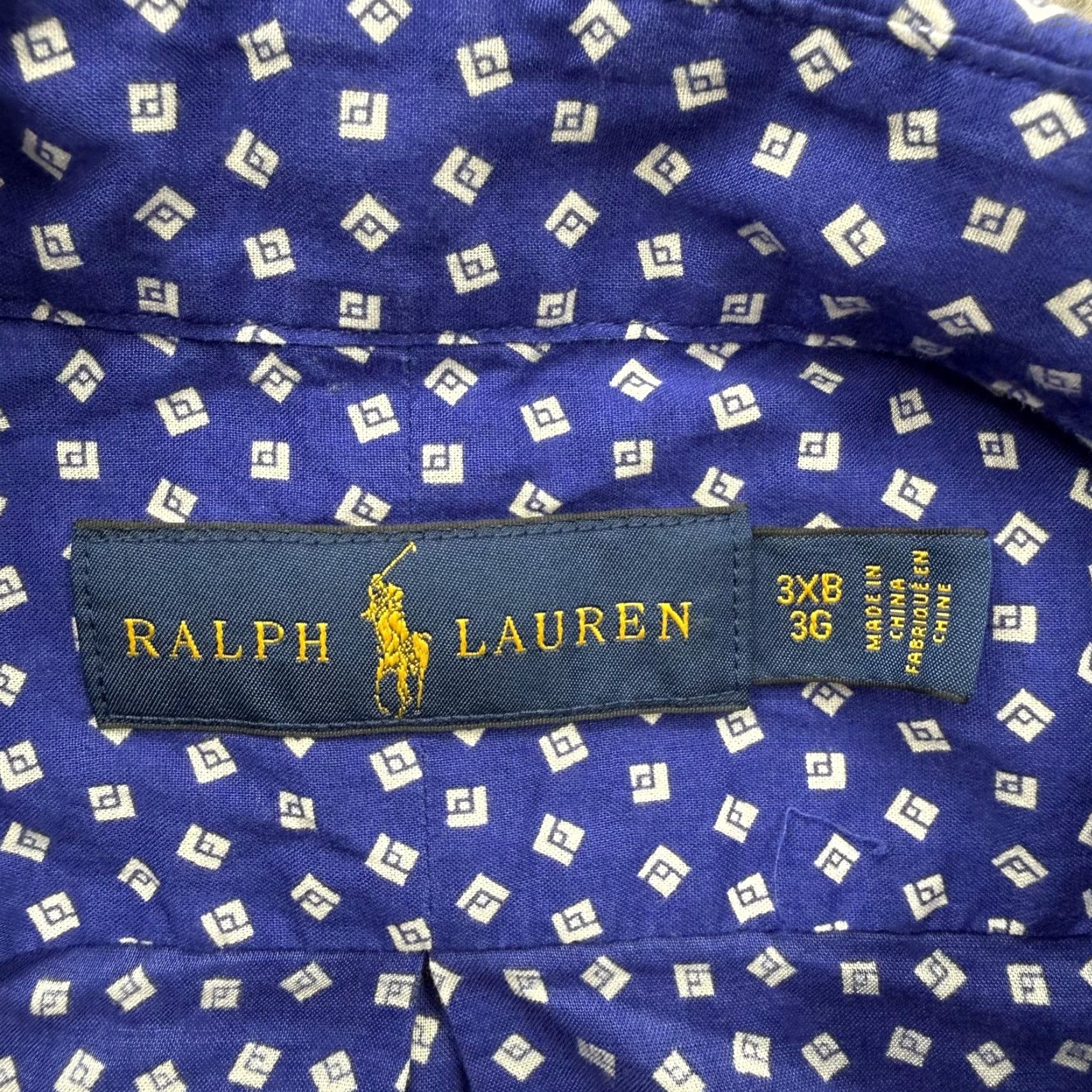 Ralph Lauren Ralph Lauren Shirt Mens Big 3X Blue Geometric Button Down Long Sleeve Cotton Size US XXL / EU 58 / 5 - 3 Thumbnail