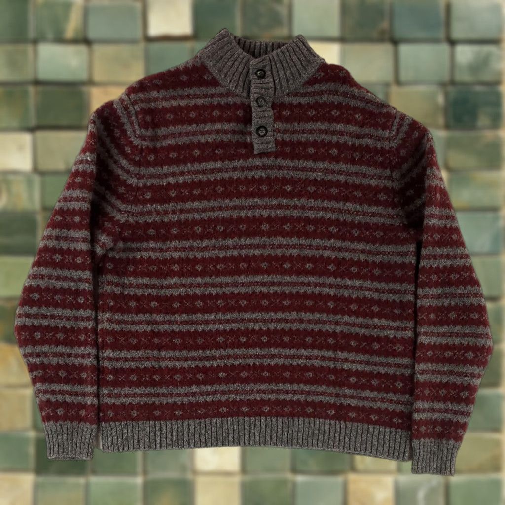 Eddie Bauer Eddie Bauer Sweater 3 Button Henley 100% Wool Gray Red Long Sleeve Mens XL Men Knit Multicolor Henley 3 Button Long Sleeve Wool XL Mens Size US XL / EU 56 / 4 - 1 Thumbnail