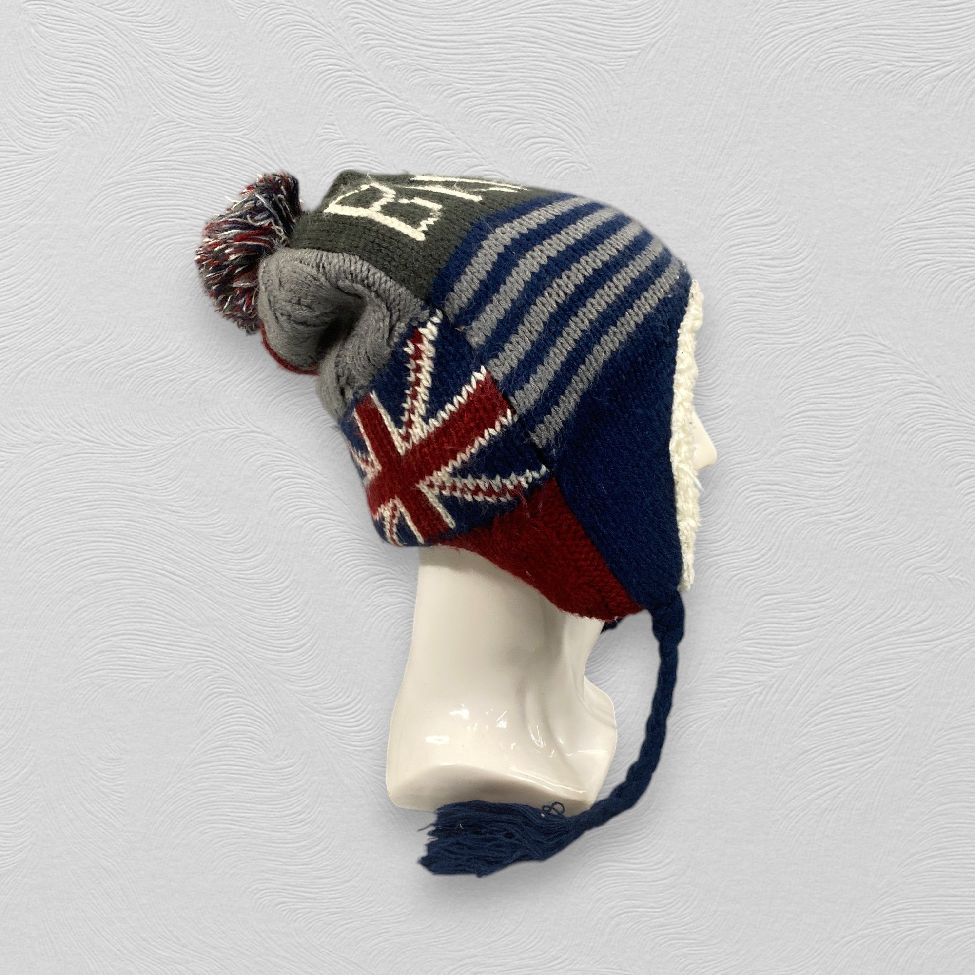 Japanese Brand Vintage British Ear Flap Knitted Beanie -BN695 Size ONE SIZE - 3 Thumbnail