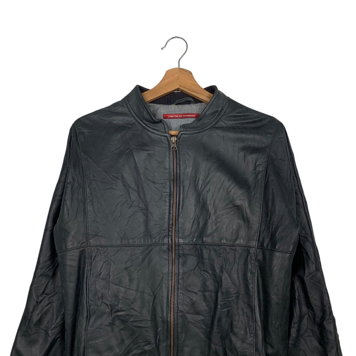 Japanese Brand COMPTOIR DES COTONNIERS Leather Bomber Jacket #2560-C115 Size L / US 10 / IT 46 - 2 Thumbnail