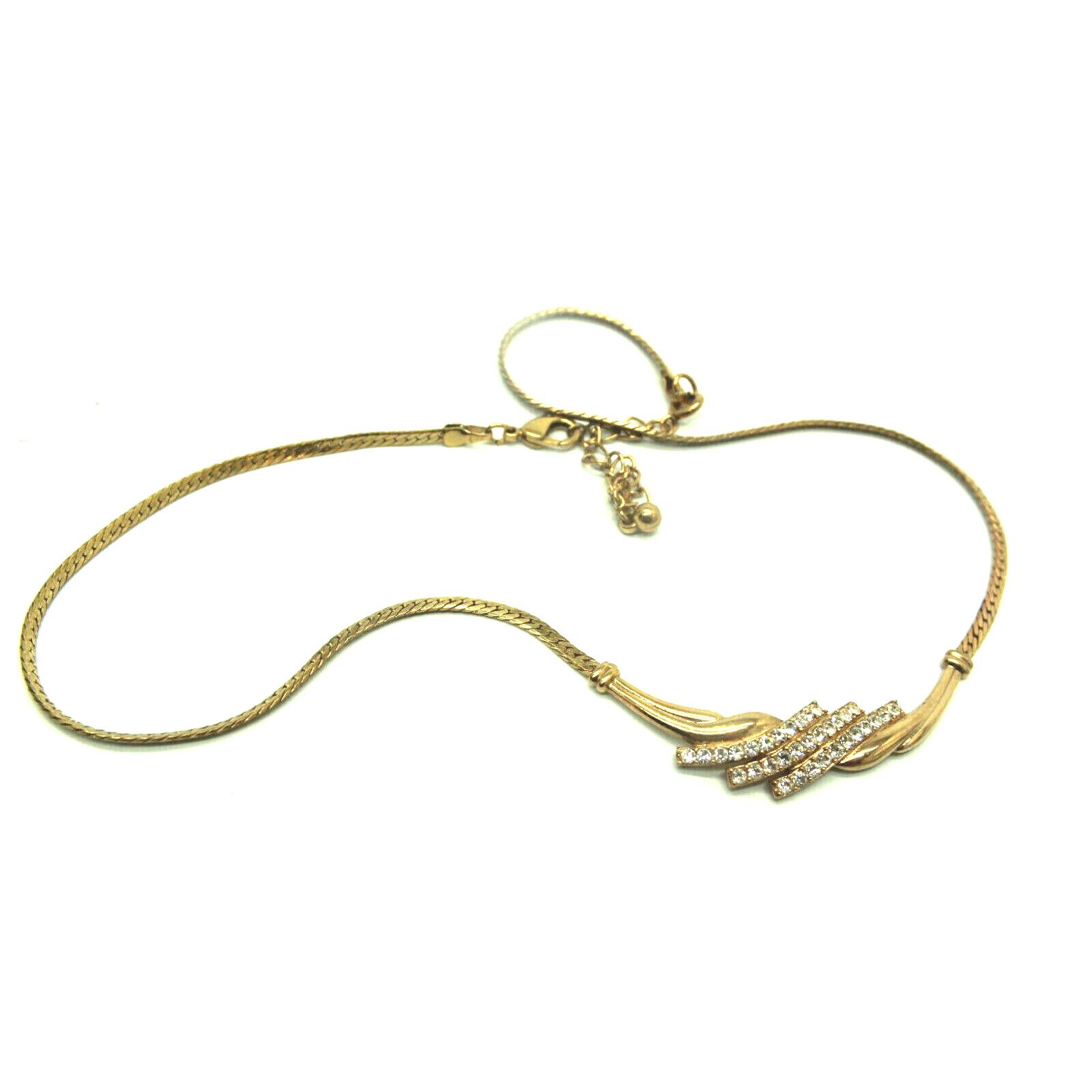 Other Vintage Avon Swirl Necklace Waterfall •Rhinestone •Goldtone Size ONE SIZE - 1 Thumbnail