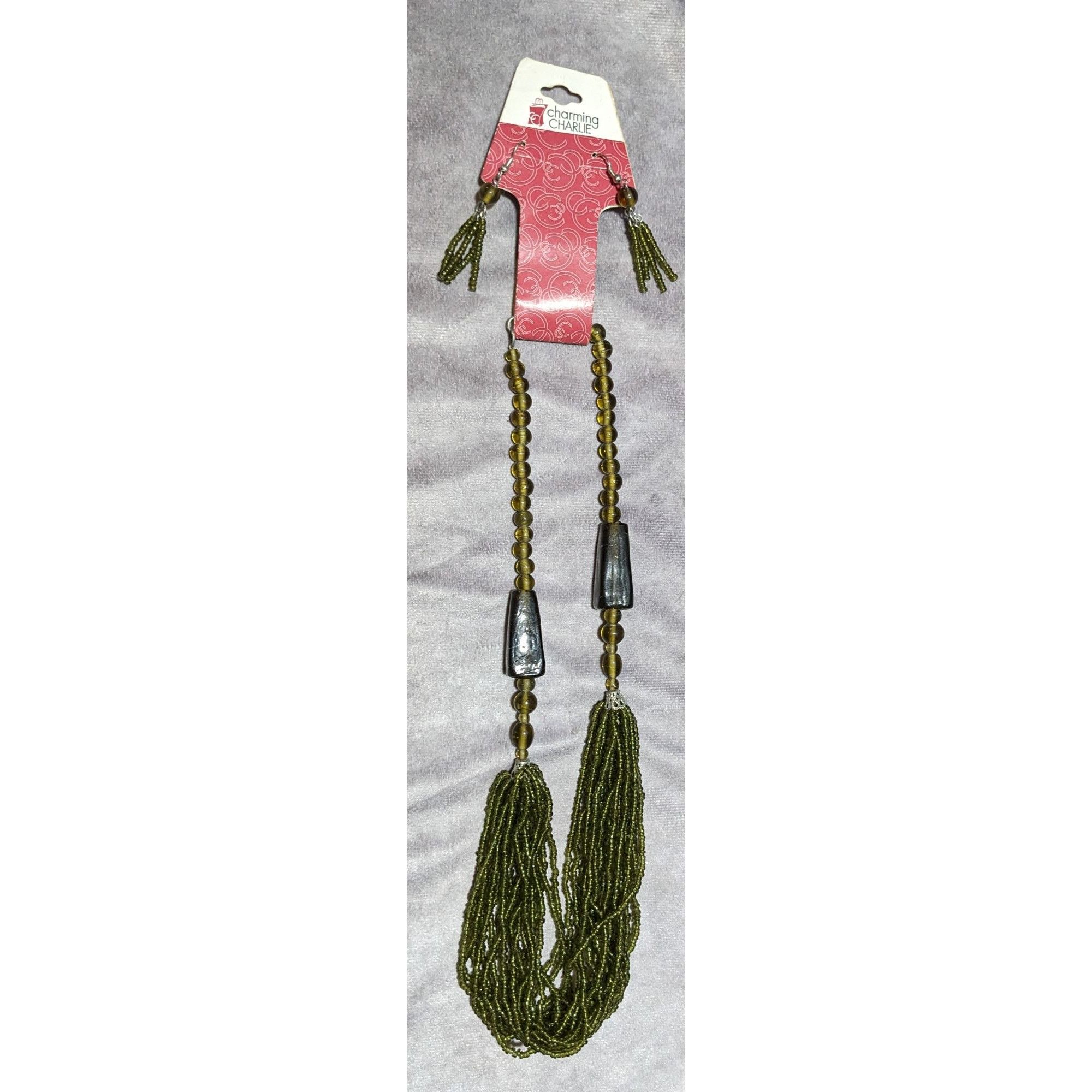 Other Charming Charlie Green Glass Beaded Necklace And Earring Set Size ONE SIZE - 10 Thumbnail