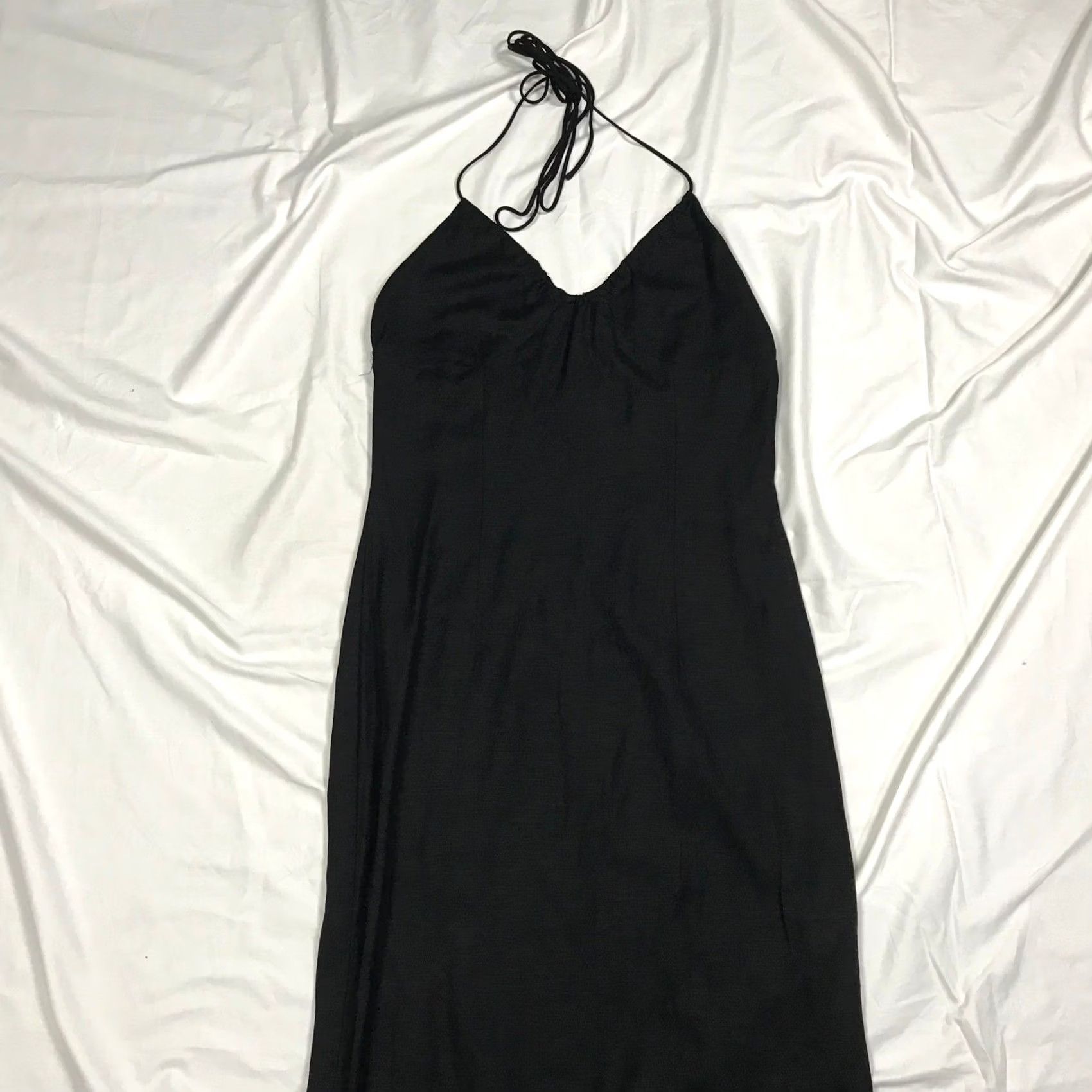 Lioness Lioness Black Halter Maxi Dress XL Sleeveless High Slit Minimalist Size XL / US 12-14 / IT 48-50 - 6 Thumbnail