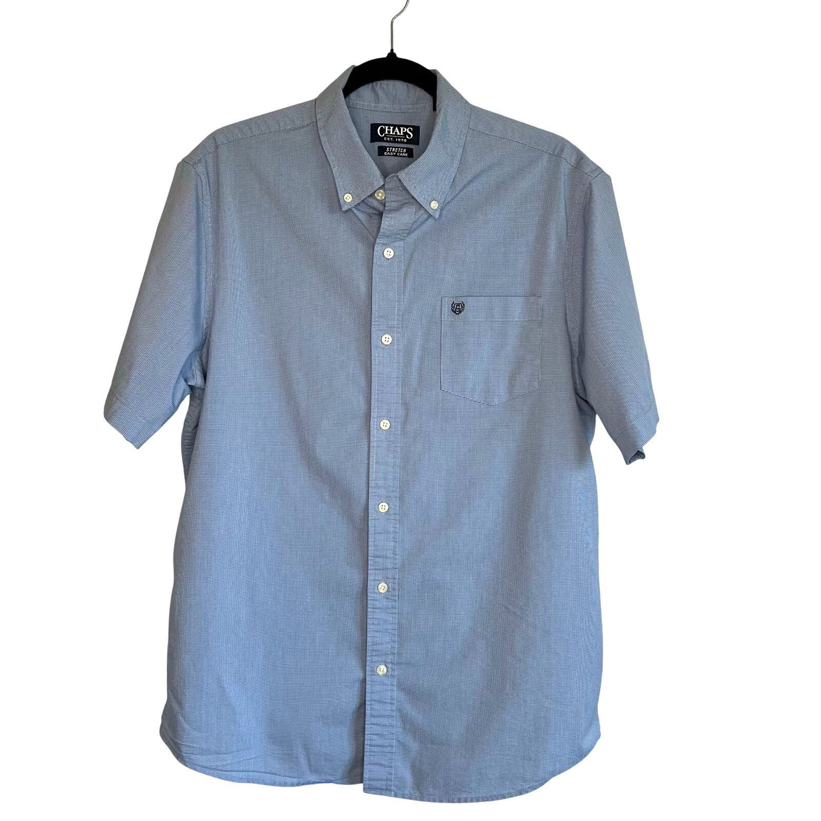 Chaps Chaps short sleeve blue/white button front shirt Size Large Size US L / EU 52-54 / 3 - 2 Thumbnail
