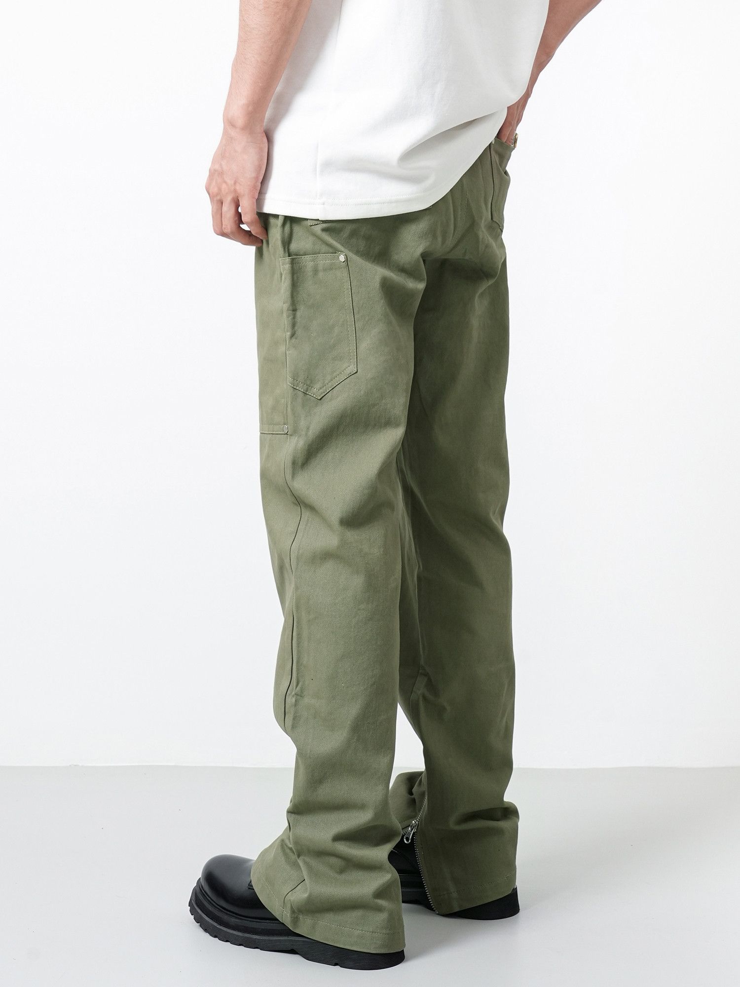 zipper utility flared military cargo pants