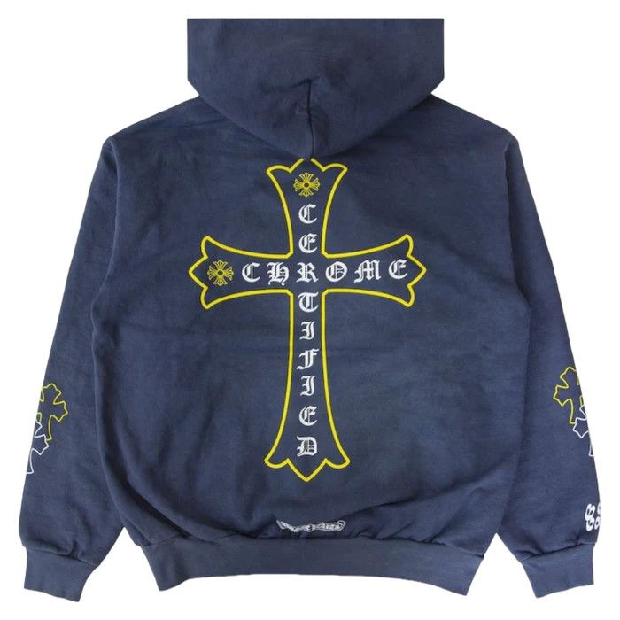 image of Chrome Hearts x Drake Certified Chrome Hand Dyed Hoodie in Blue, Men's (Size Medium)