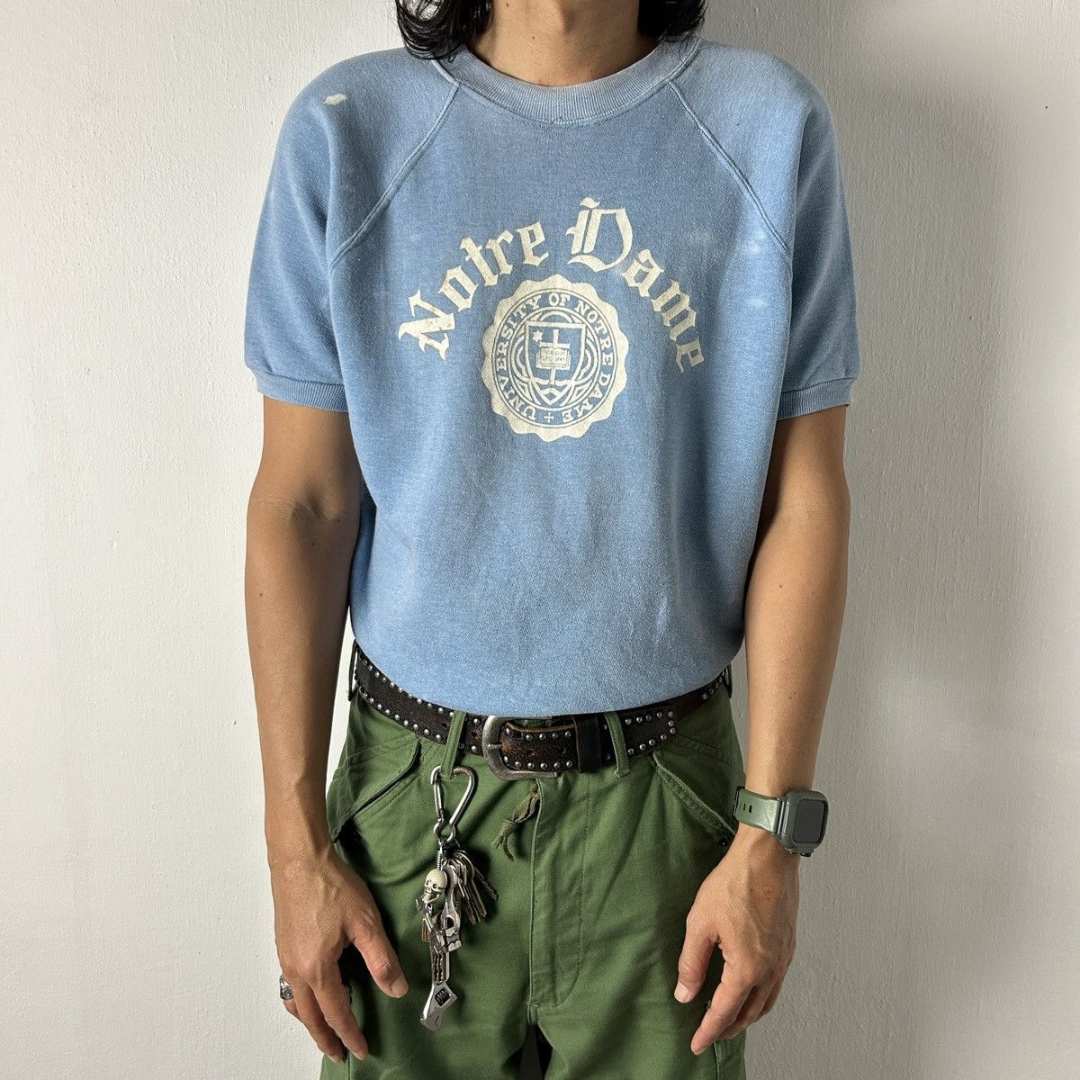 Champion × Vintage 1960s Notre Dame Collegiate Sweatshirt S/S Size US L / EU 52-54 / 3 - 3 Thumbnail