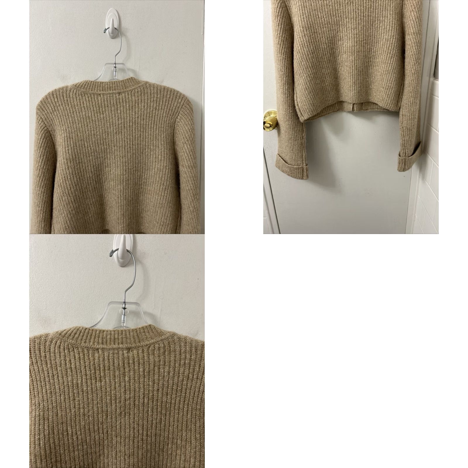 Christian Lacroix Christian Lacroix Cardigan Sweater Womens Small Tan Wool Ribbed Knit Cropped NWT Size S / US 4 / IT 40 - 8 Thumbnail