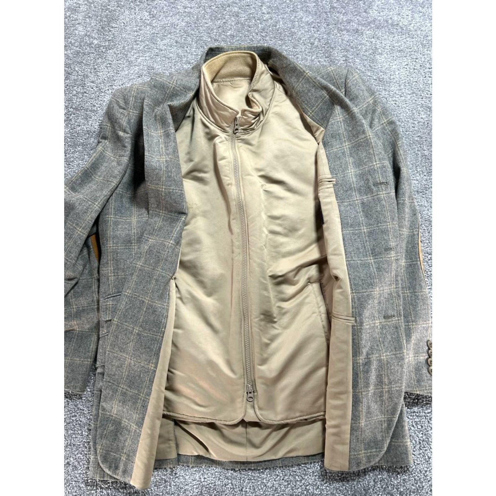 Brooks Brothers Brooks Brothers Blazer Mens 42 Gray Plaid Wool Cashmere Jacket Single-Breasted Notch 3-Button City Classic Mens Size 42R - 7 Thumbnail