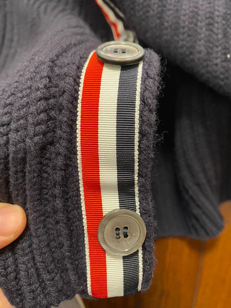 Thom Browne Thom Browne A dark blue wool knit coat Size US L / EU 52-54 / 3 - 8 Thumbnail