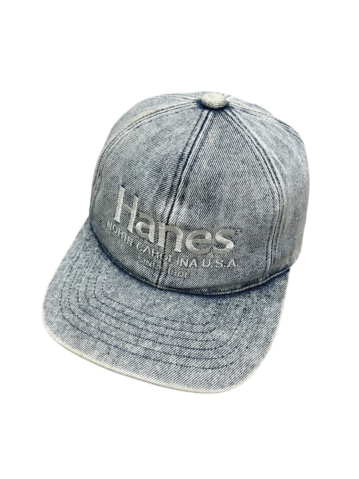 Hanes Vintage Hanes Acid Bleach Denim Strapback Cap 90s Size ONE SIZE - 2 Thumbnail