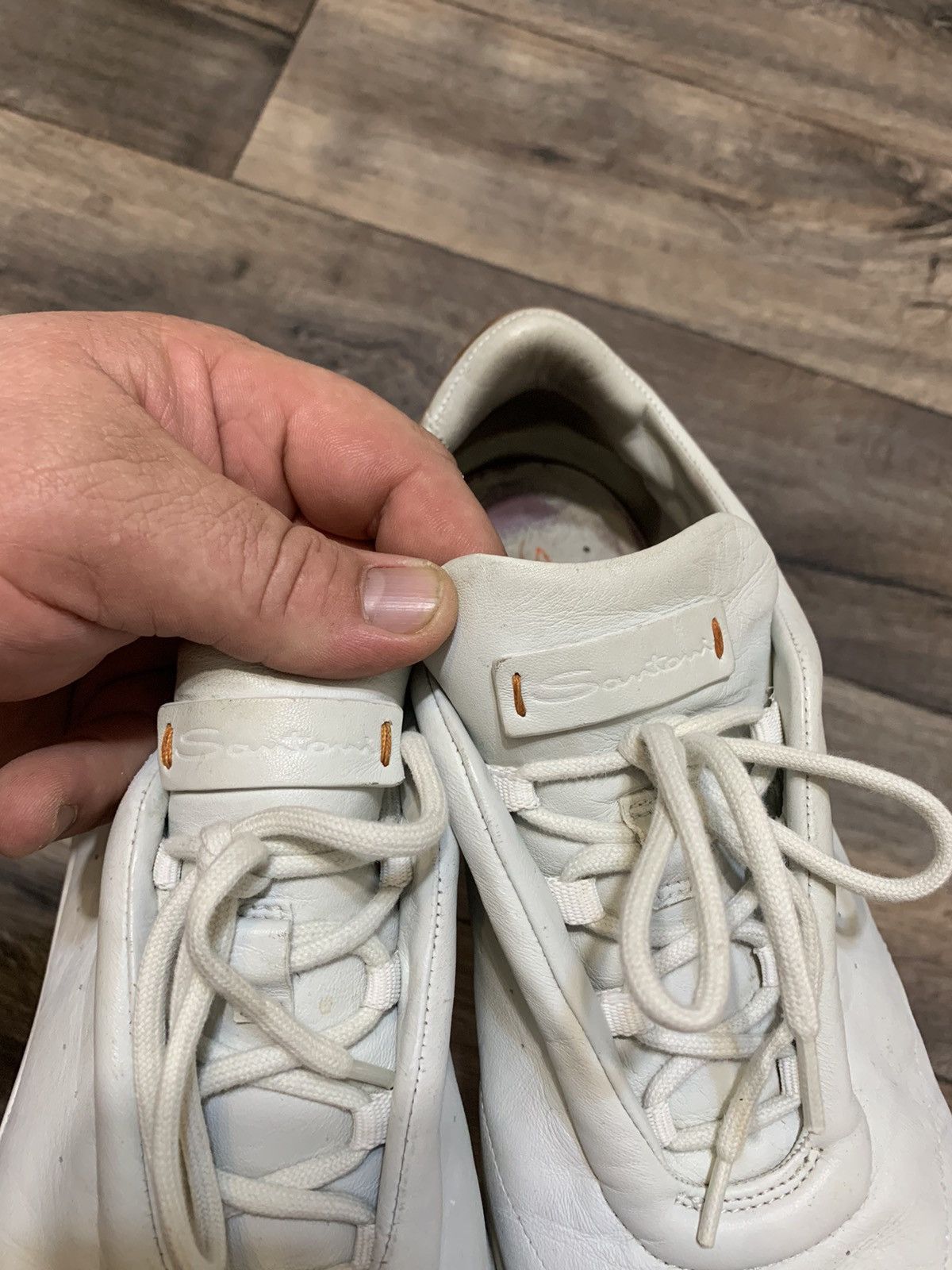 Santoni Santoni White Leather Sneakers Made in Italy US10 Size US 10 / EU 43 - 7 Thumbnail
